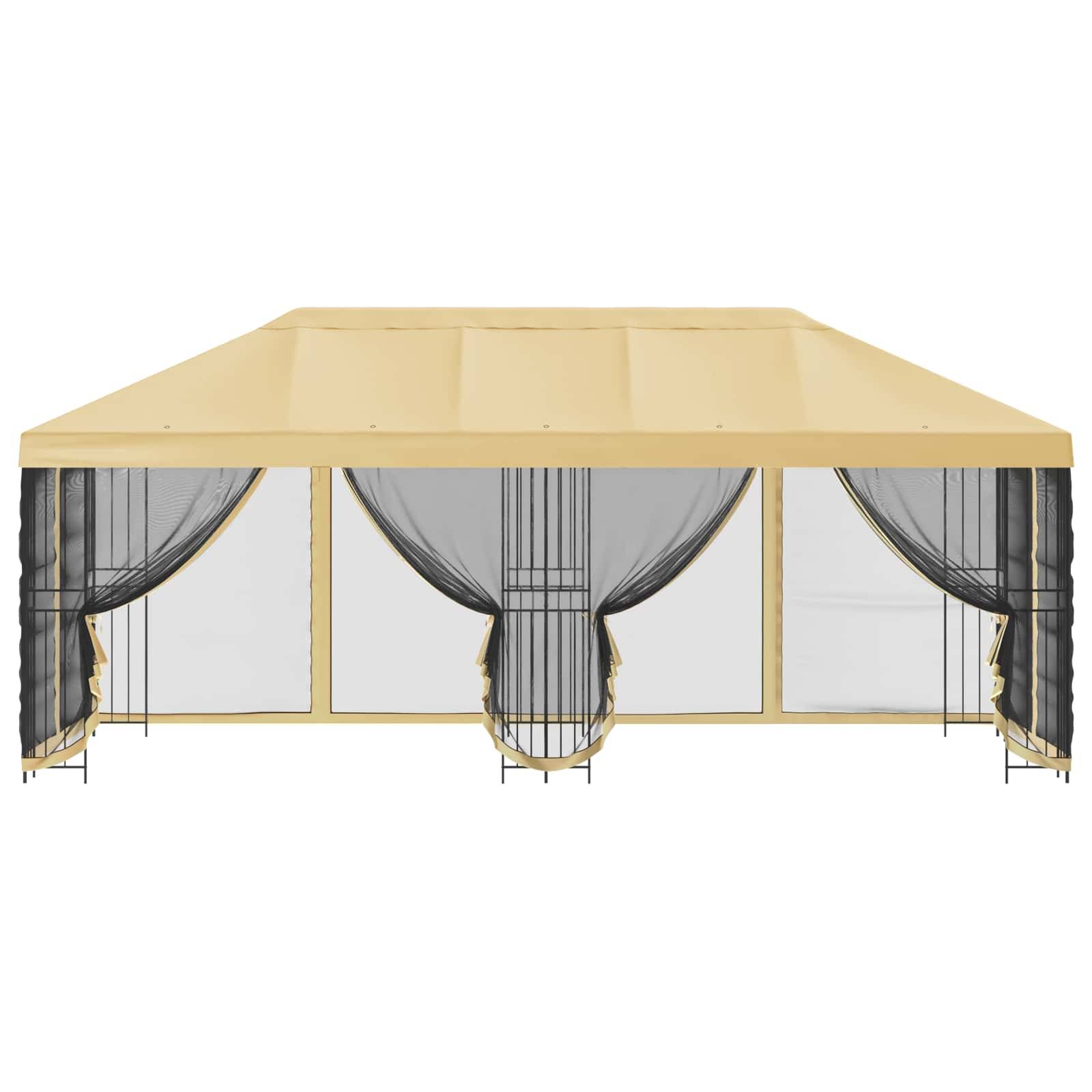 vidaXL Pavillon mit Seitenwänden 6 x 3 m Creme Polyester und Stahl 190