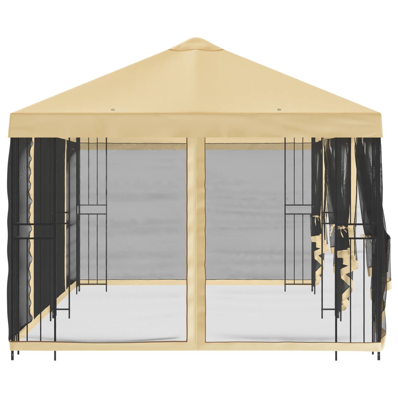 vidaXL Pavillon mit Seitenwänden 6 x 3 m Creme Polyester und Stahl 190