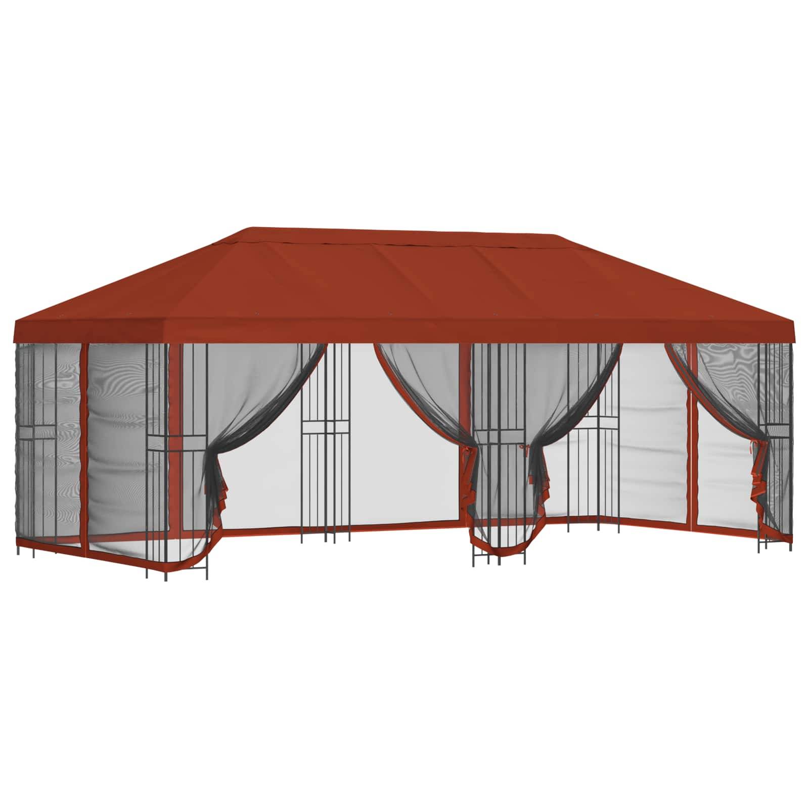 vidaXL Pavillon mit Seitenwänden 6 x 3 m Terrakotta