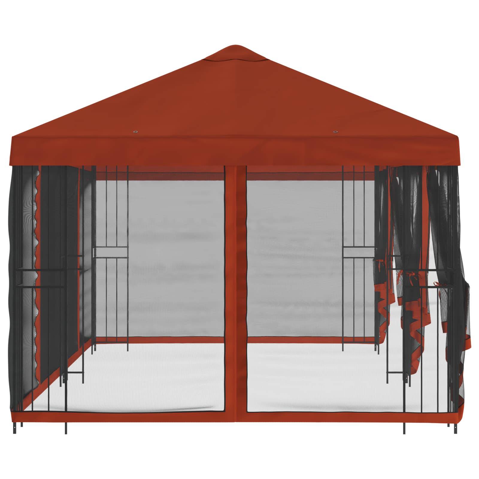 vidaXL Pavillon mit Seitenwänden 6 x 3 m Terrakotta