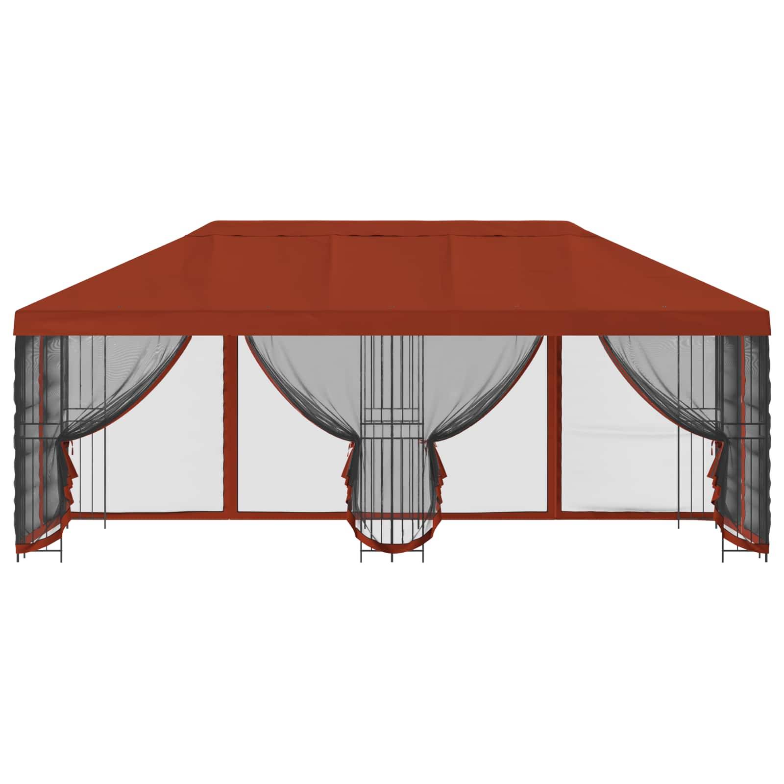 vidaXL Pavillon mit Seitenwänden 6 x 3 m Terrakotta
