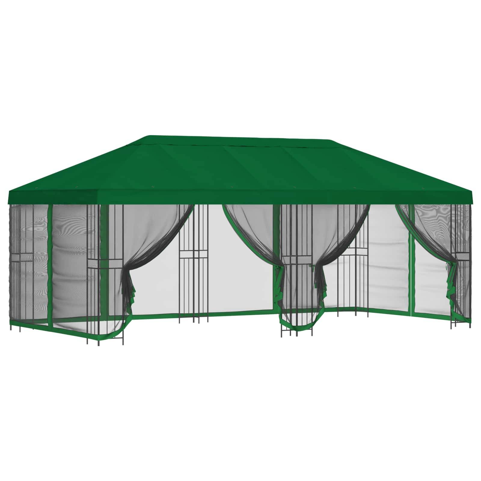 vidaXL Pavillon mit Seitenwänden 6 x 3 m Grün Polyester und Stahl 190