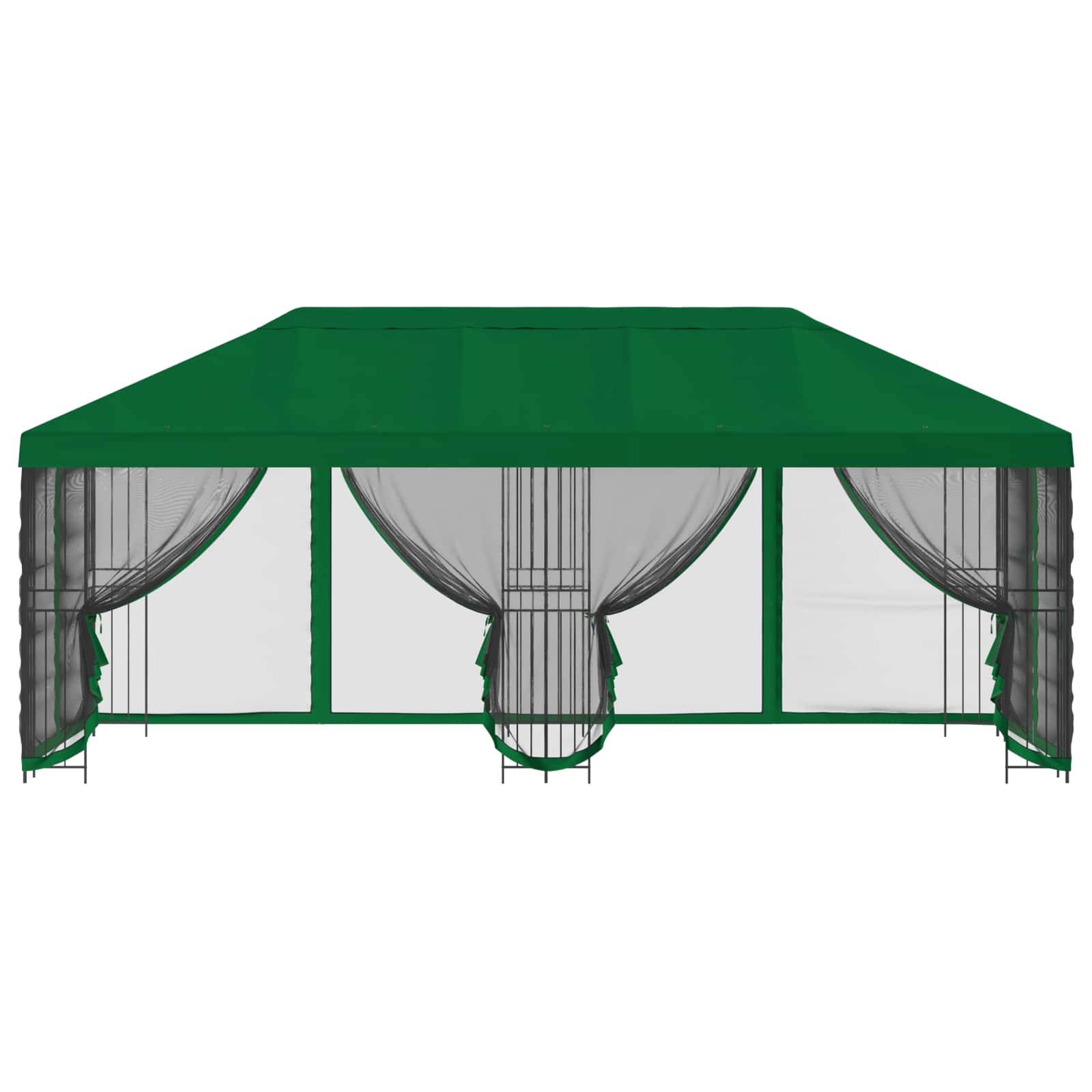 vidaXL Pavillon mit Seitenwänden 6 x 3 m Grün Polyester und Stahl 190