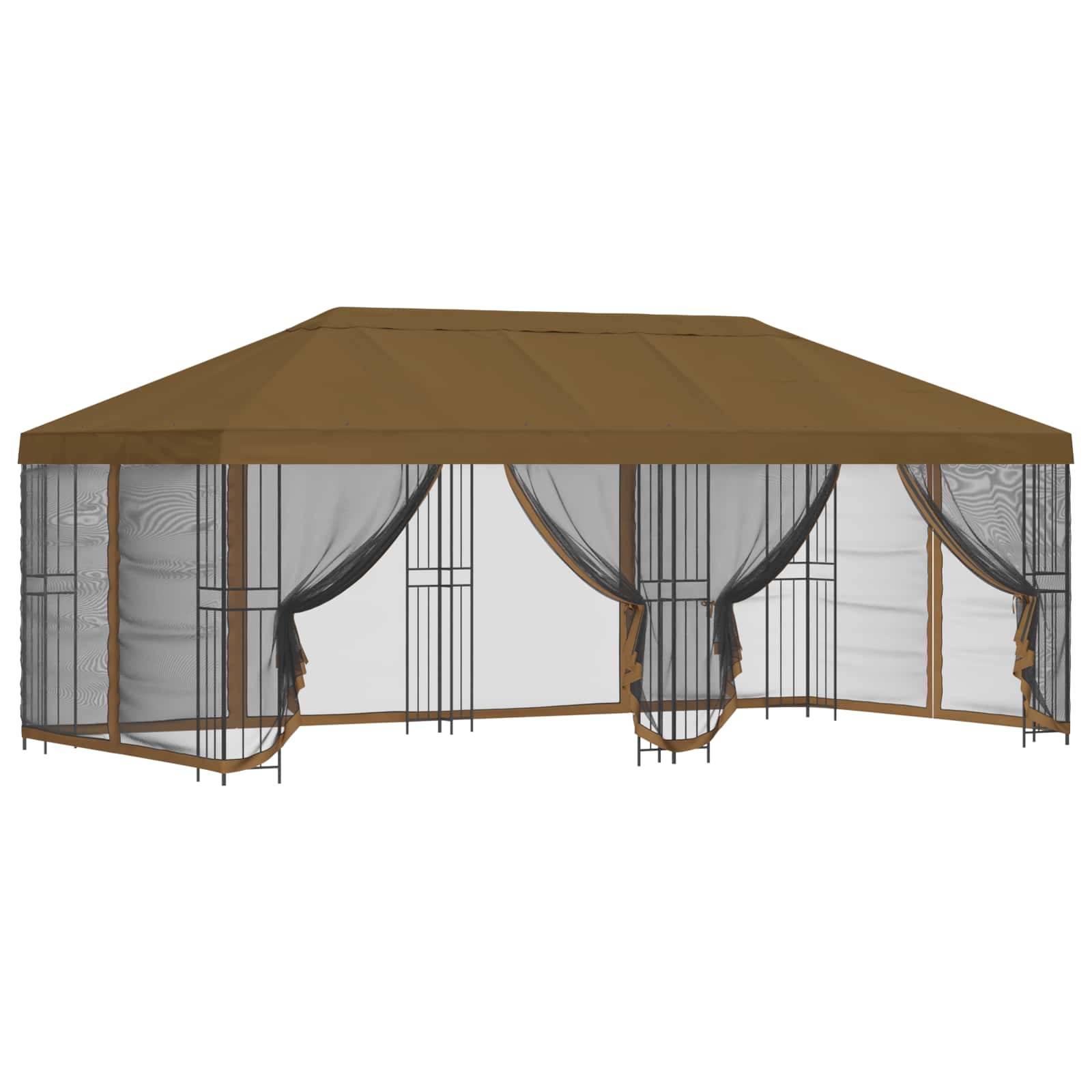 vidaXL Pavillon mit Seitenwänden 6 x 3 m Taupe Polyester und Stahl 190