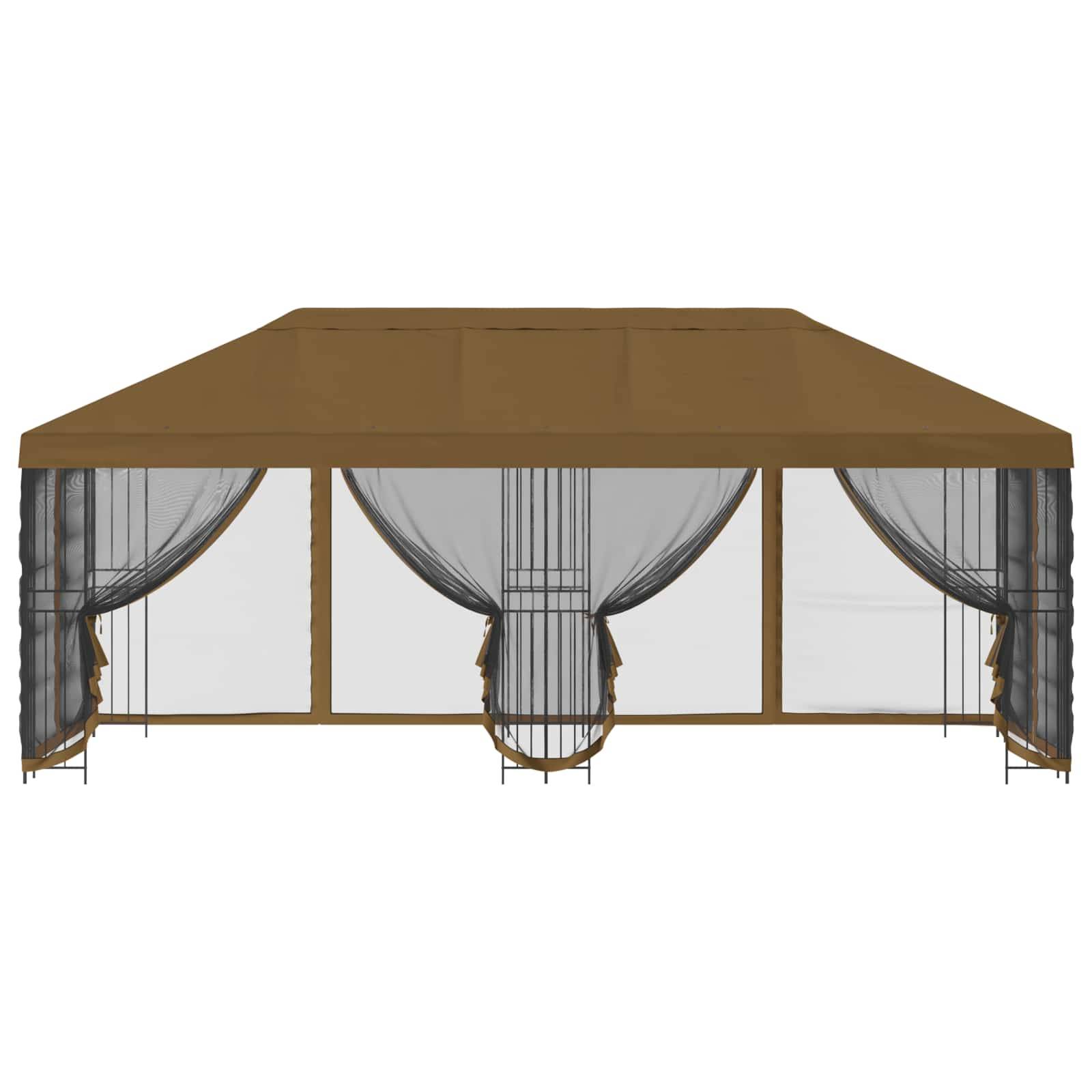 vidaXL Pavillon mit Seitenwänden 6 x 3 m Taupe Polyester und Stahl 190