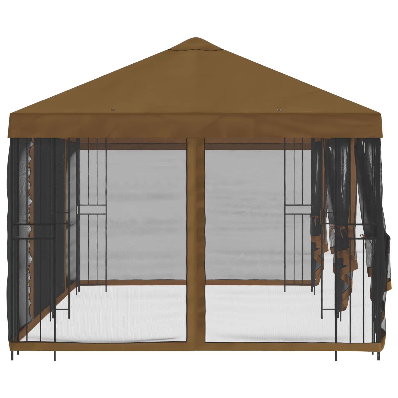 vidaXL Pavillon mit Seitenwänden 6 x 3 m Taupe Polyester und Stahl 190