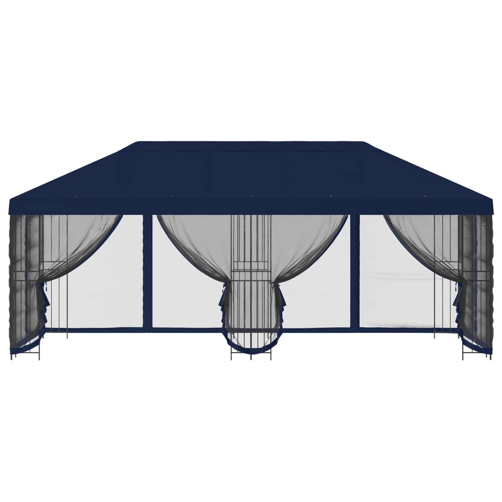 vidaXL Pavillon mit Seitenwänden 6 x 3 m Blau Polyester und Stahl 190