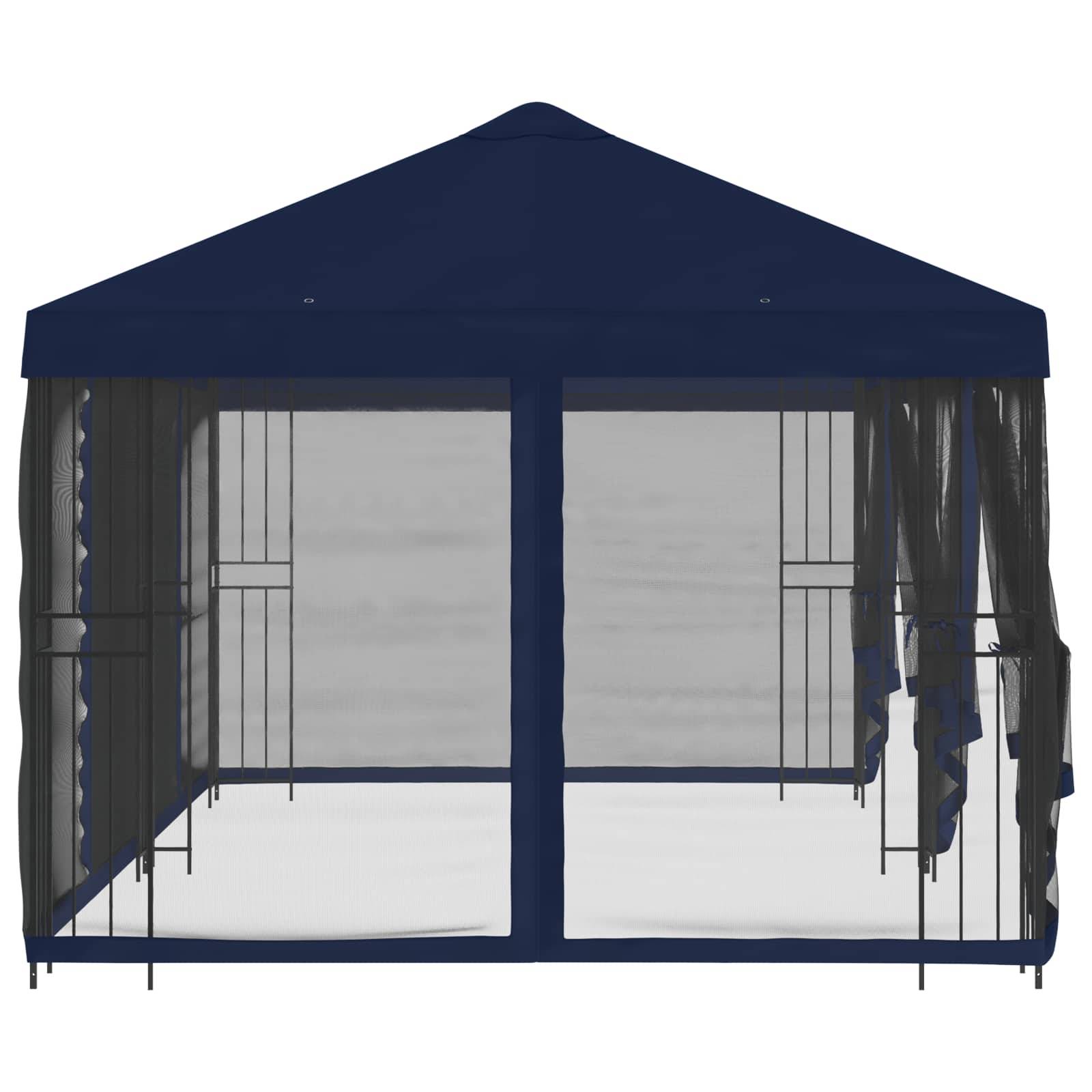 vidaXL Pavillon mit Seitenwänden 6 x 3 m Blau Polyester und Stahl 190