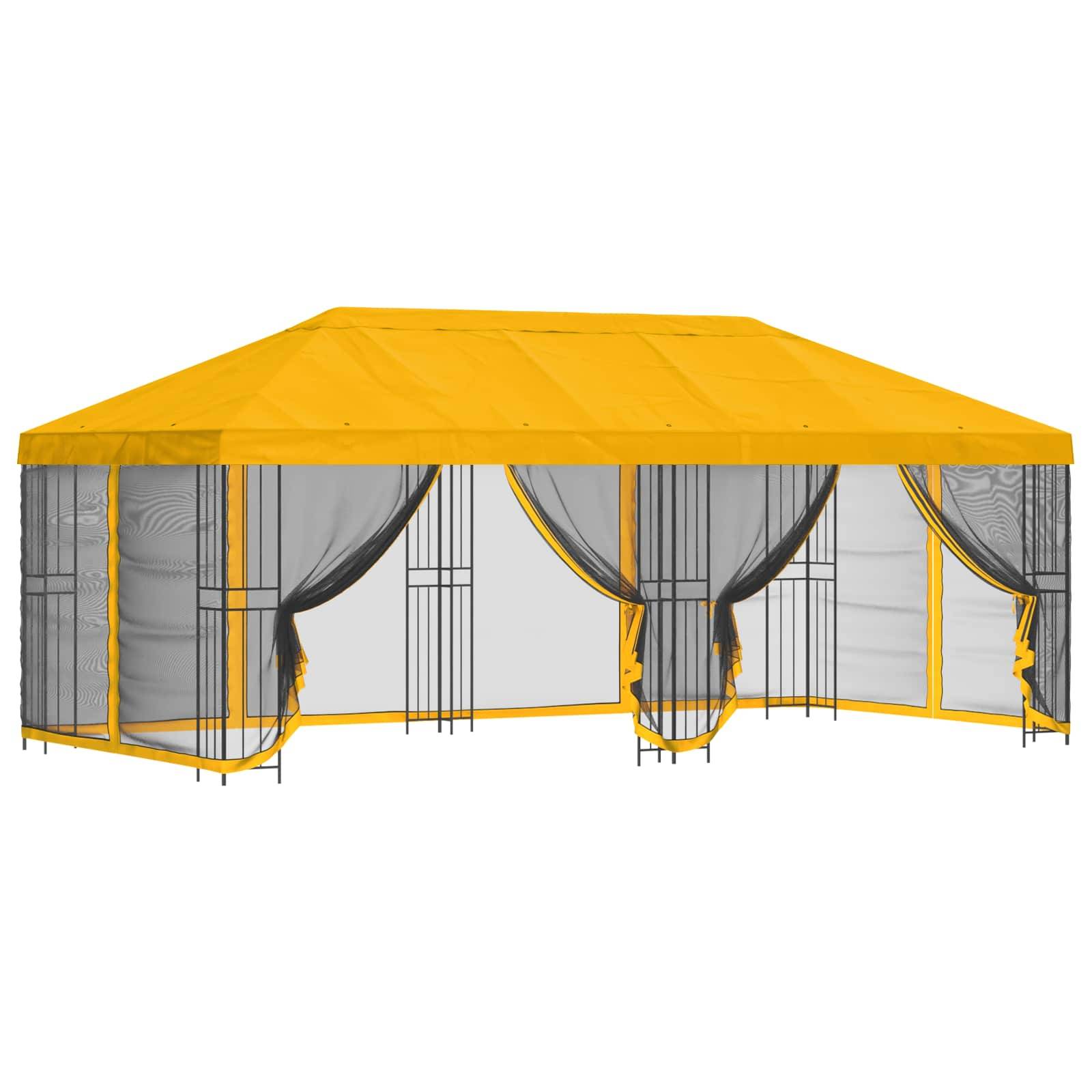 vidaXL Pavillon mit Seitenwänden 6 x 3 m Gelb Polyester und Stahl 190