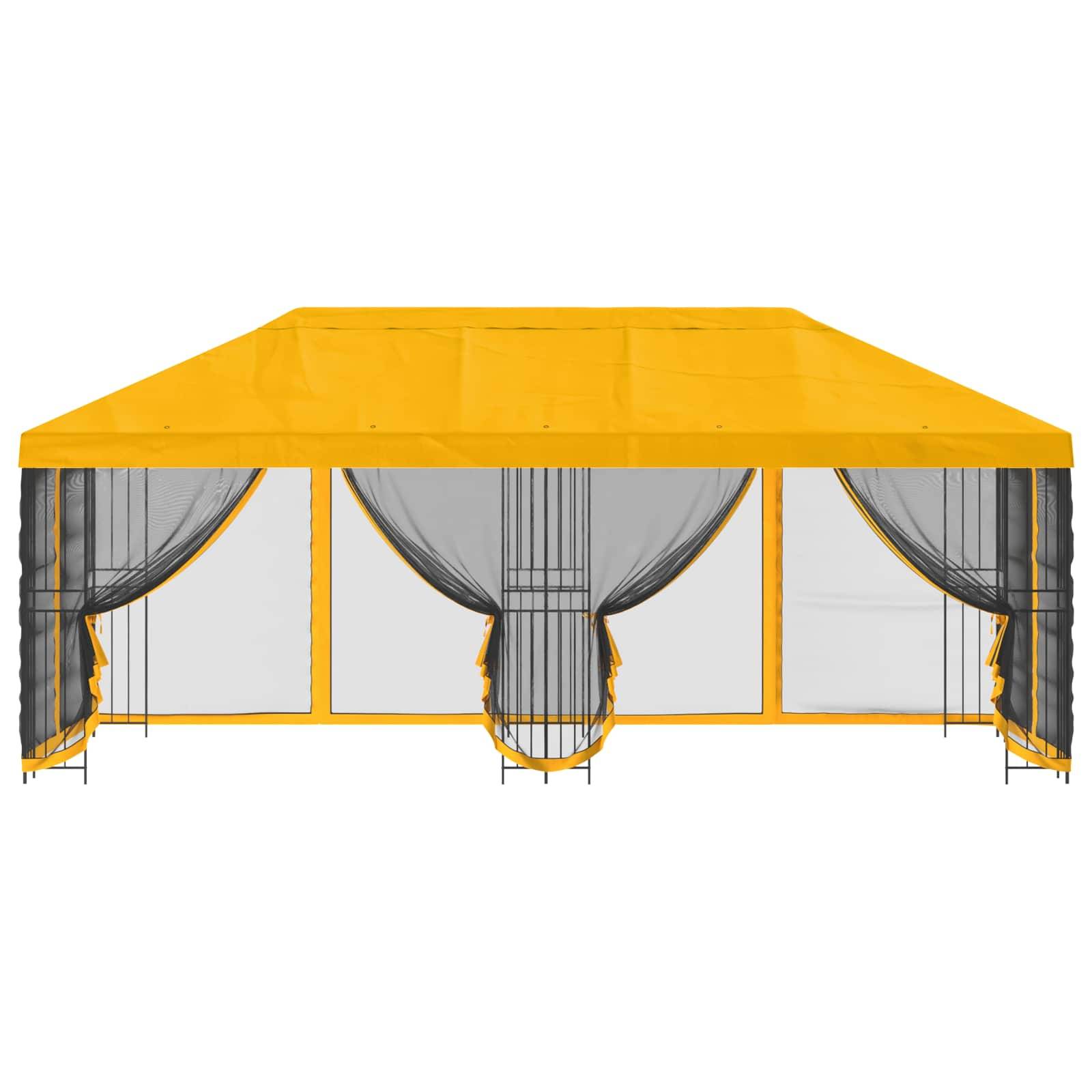 vidaXL Pavillon mit Seitenwänden 6 x 3 m Gelb Polyester und Stahl 190