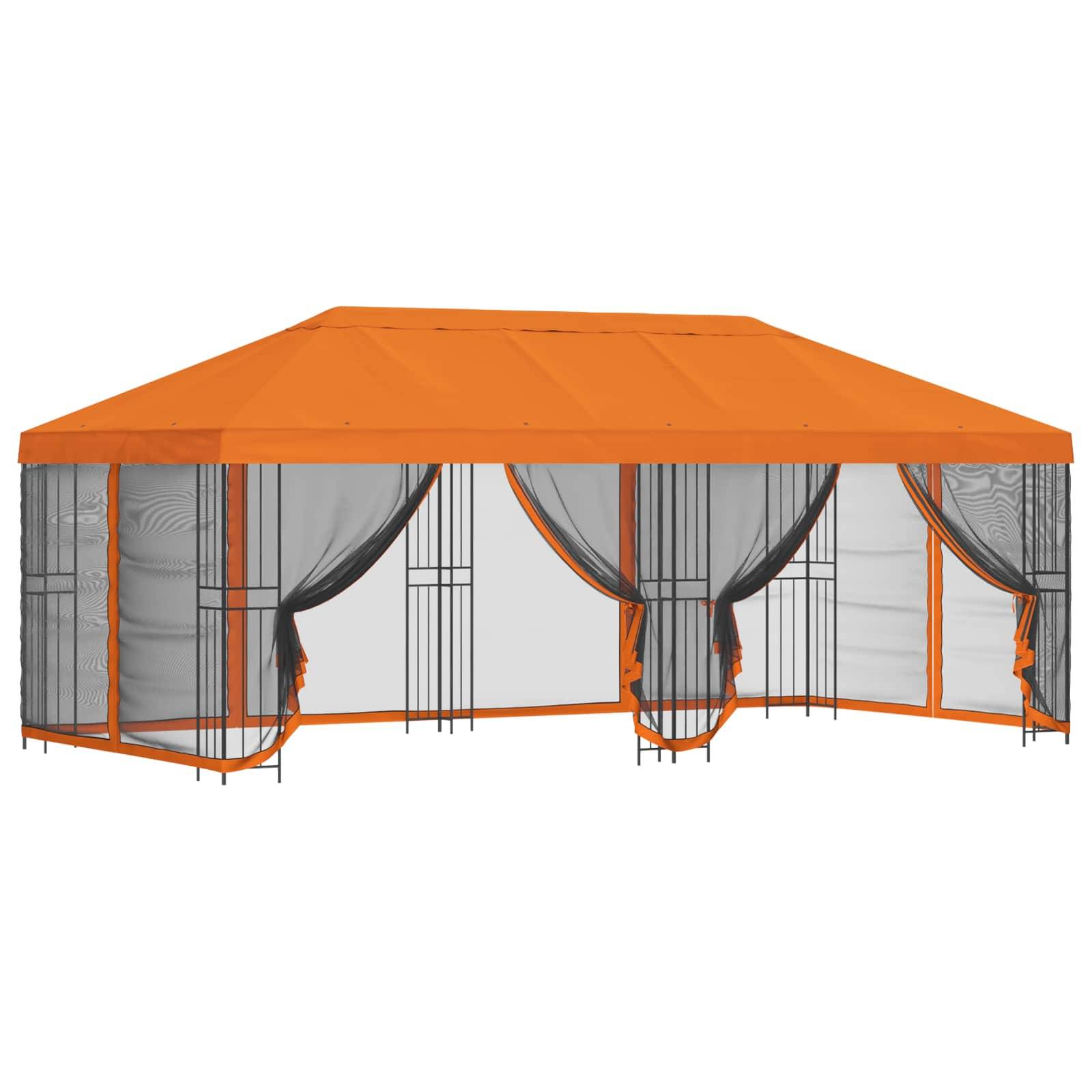 vidaXL Pavillon mit Seitenwänden 6 x 3 m Orange Polyester und Stahl