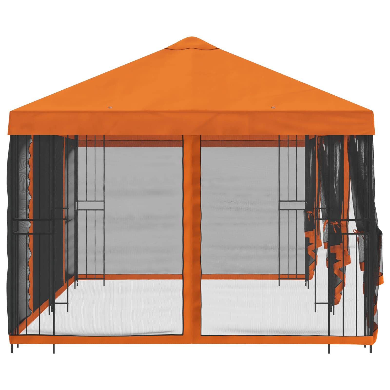 vidaXL Pavillon mit Seitenwänden 6 x 3 m Orange Polyester und Stahl