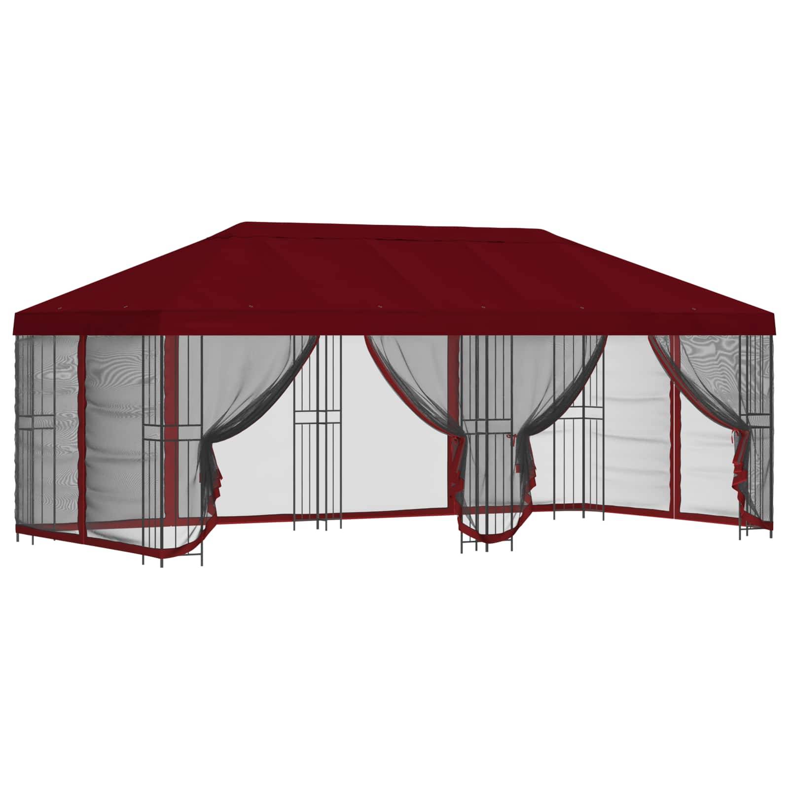 vidaXL Pavillon mit Seitenwänden 6 x 3 m Bordeauxrot
