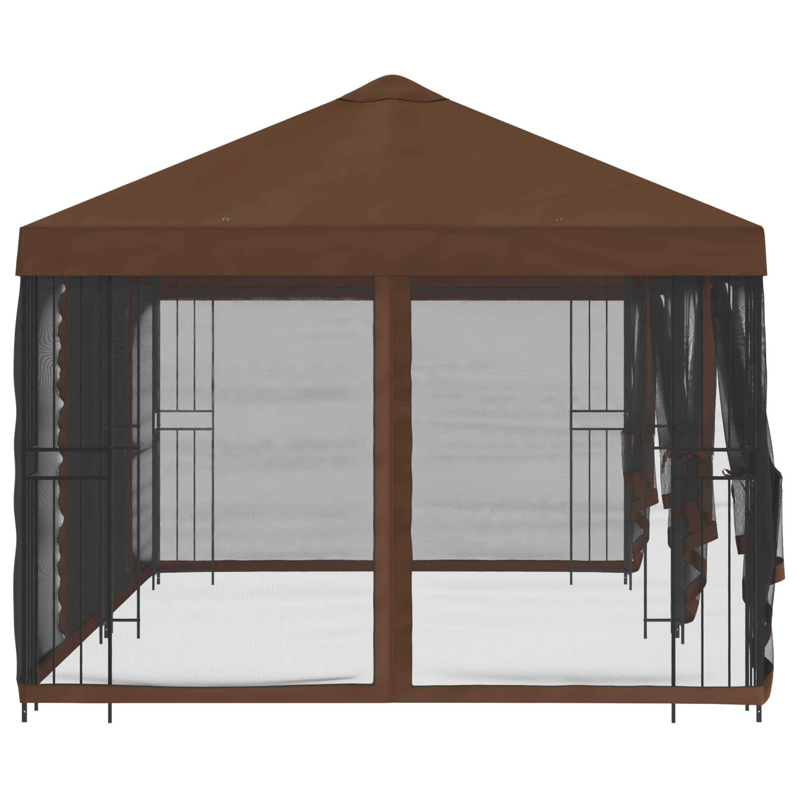 vidaXL Pavillon mit Seitenwänden 6 x 3 m Braun Polyester und Stahl 190