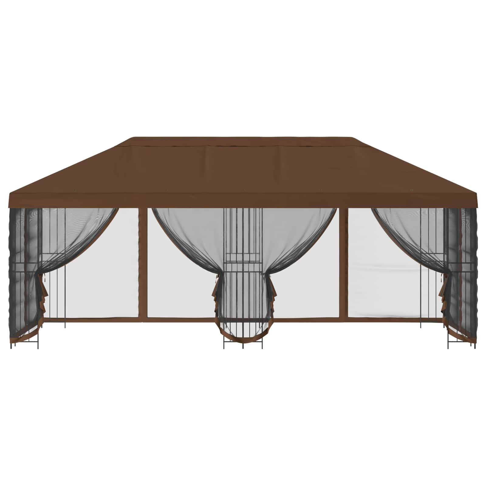 vidaXL Pavillon mit Seitenwänden 6 x 3 m Braun Polyester und Stahl 190