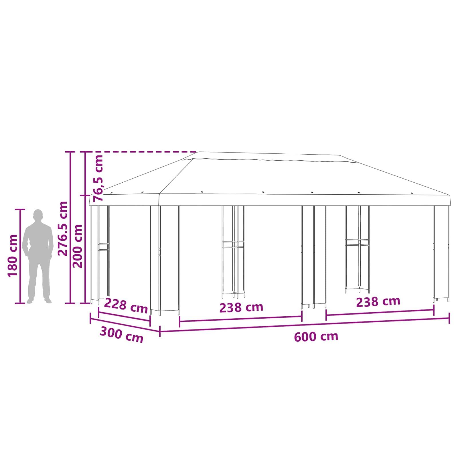 vidaXL Garten Pavillon 6 x 3 m Beige Polyester und Stahl 190