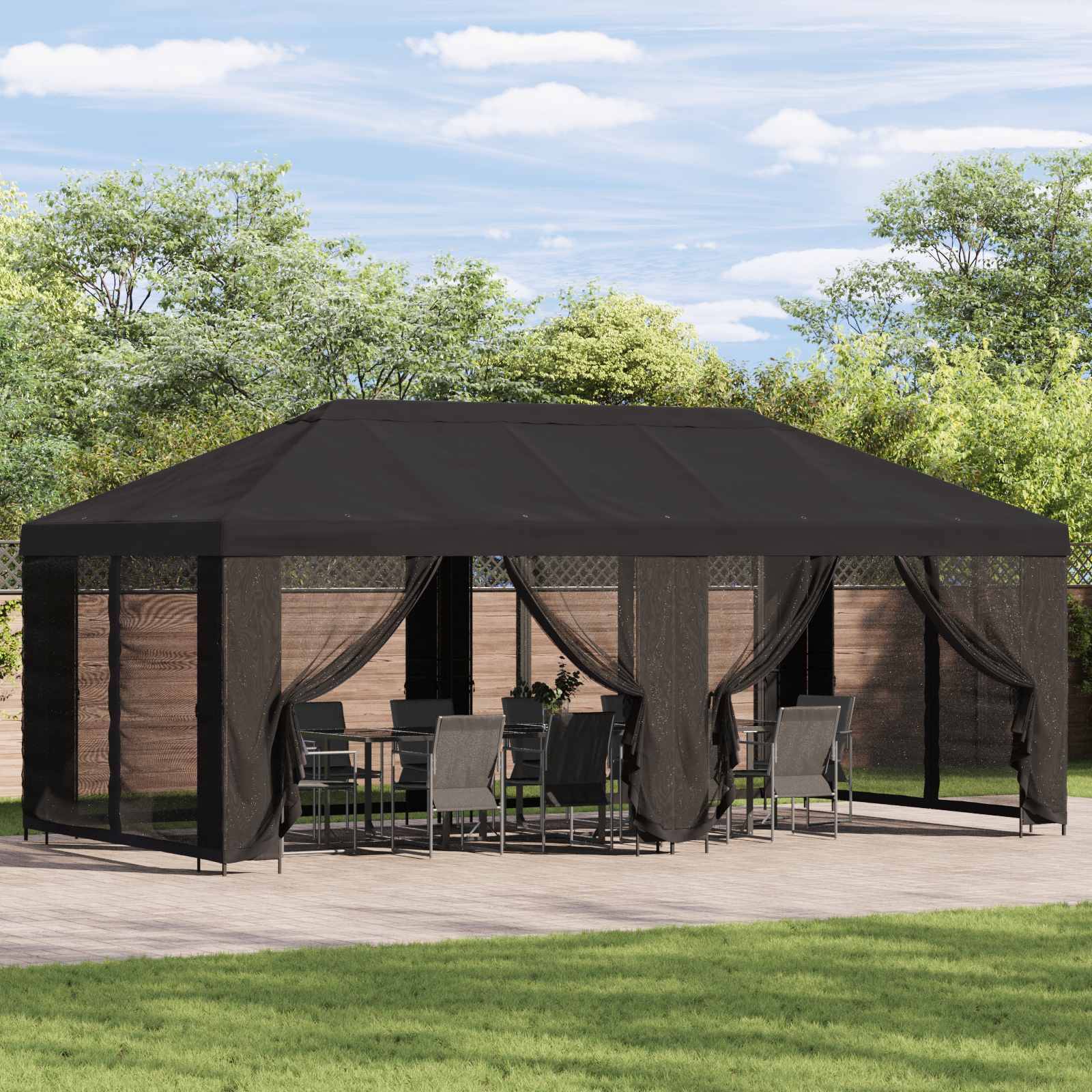 vidaXL Garten Pavillon 6 x 3 m Anthrazit Polyester und Stahl 190