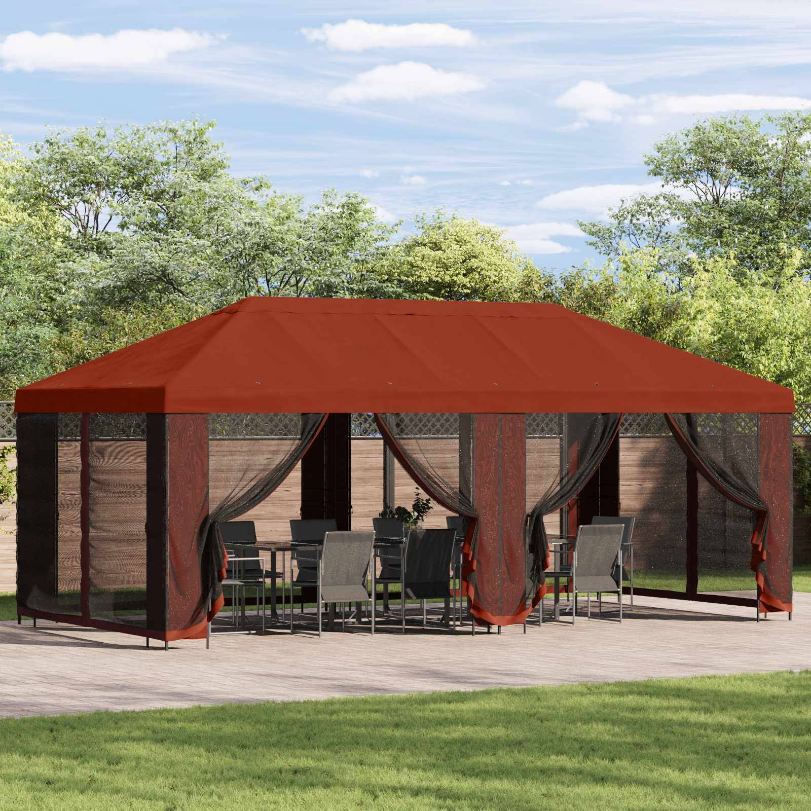 vidaXL Garten Pavillon 6 x 3 m Terrakotta Polyester und Stahl 190