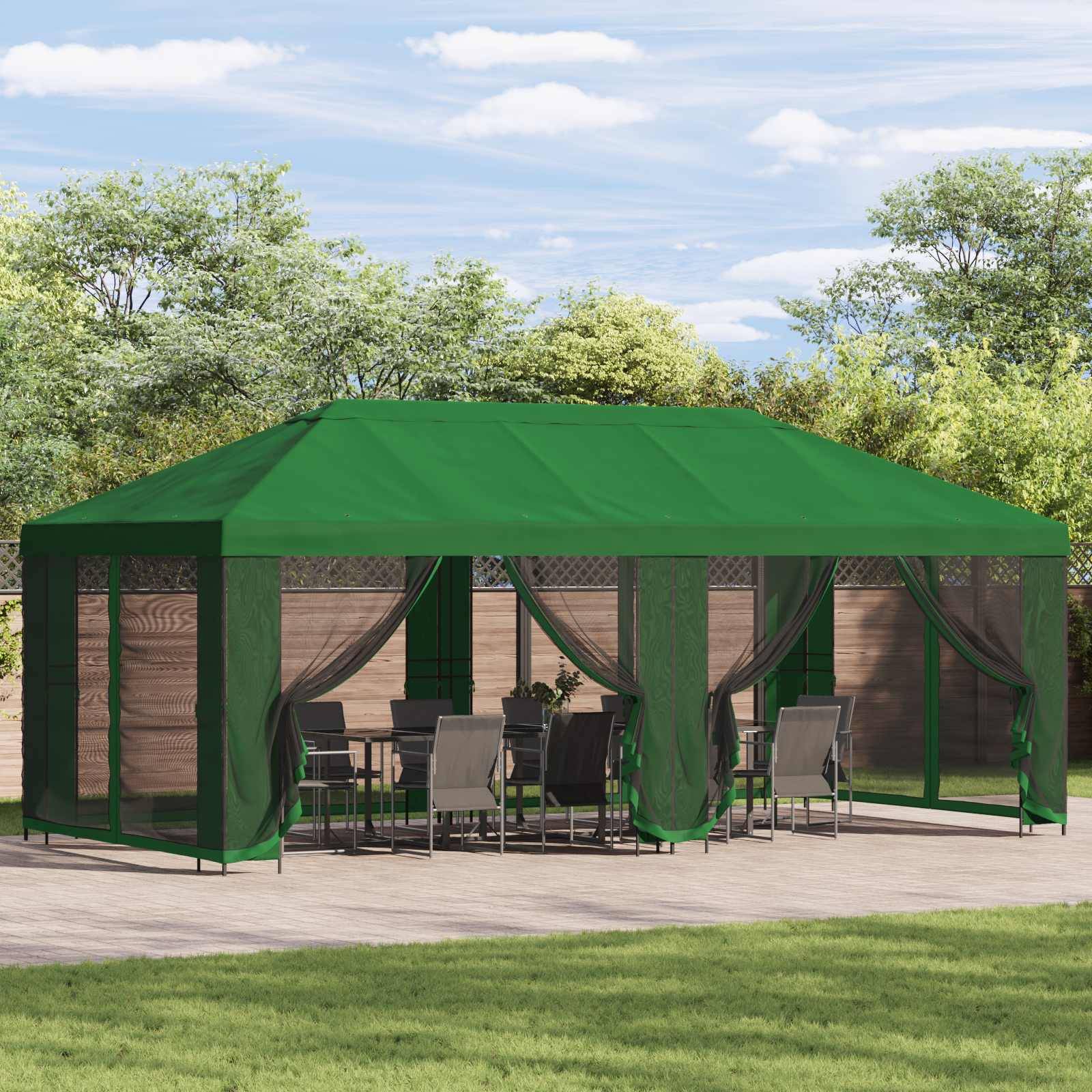 vidaXL Garten Pavillon 6 x 3 m Grün Polyester und Stahl 190
