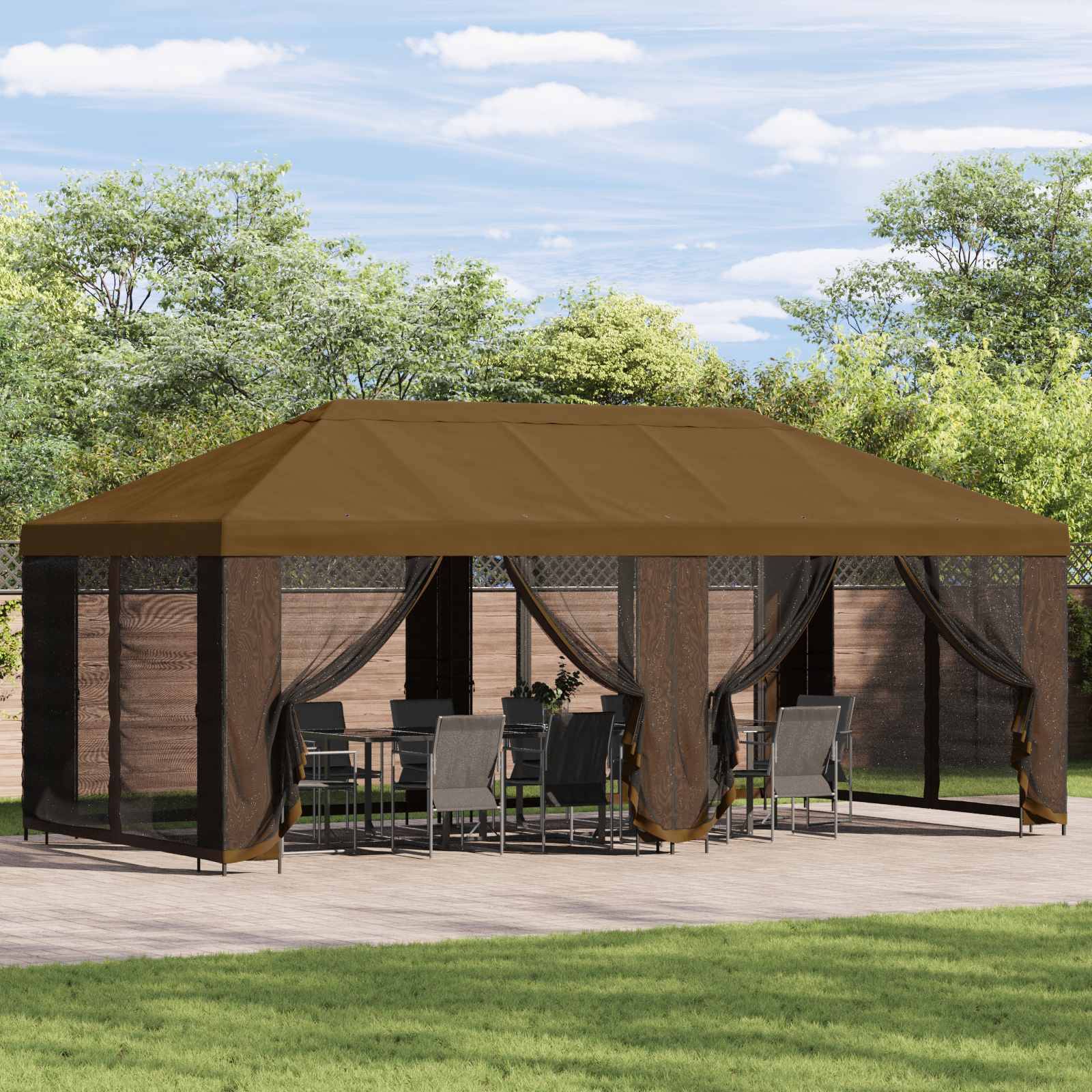 vidaXL Garten Pavillon 6 x 3 m Taupe Polyester und Stahl 190