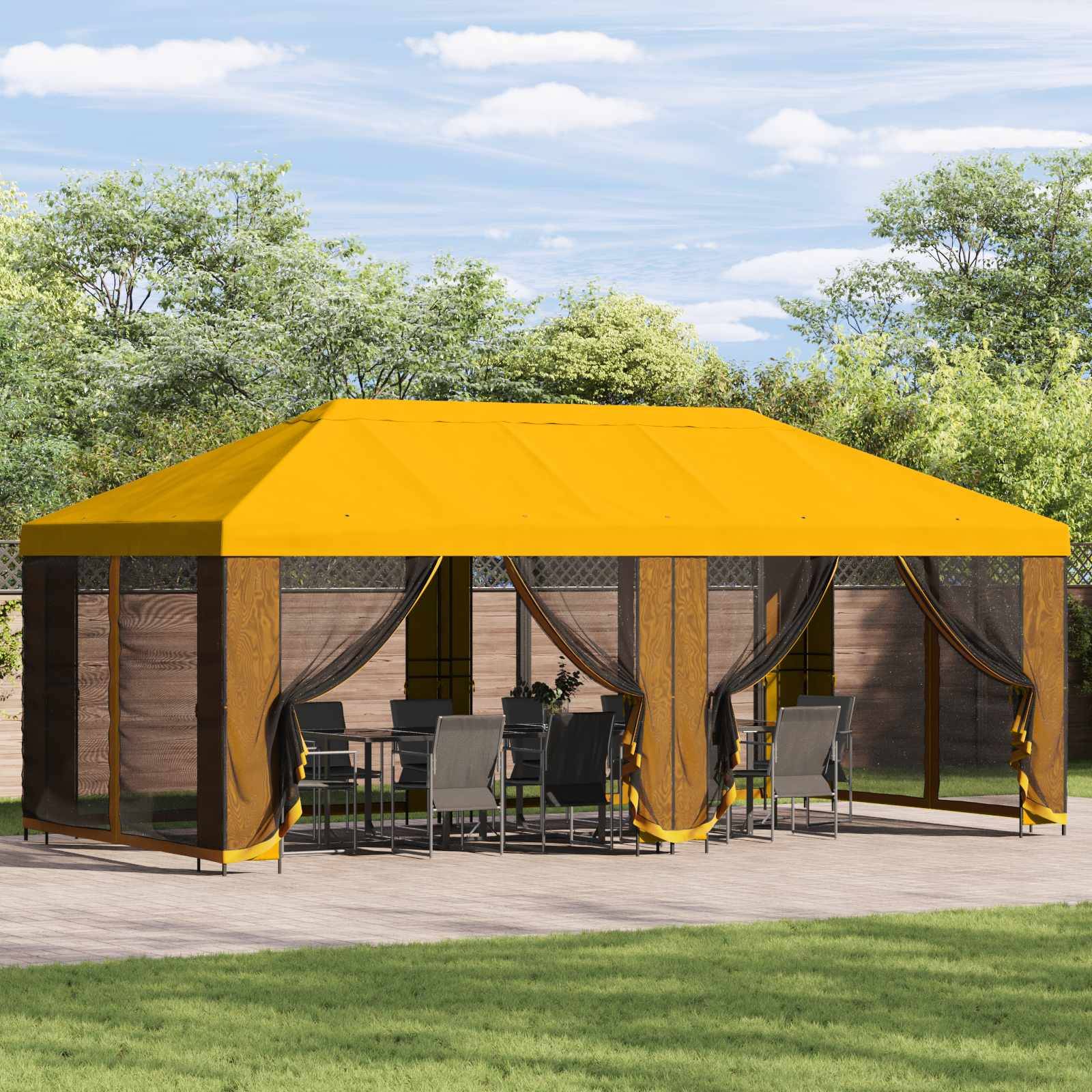 vidaXL Garten Pavillon 6 x 3 m Gelb Polyester und Stahl 190