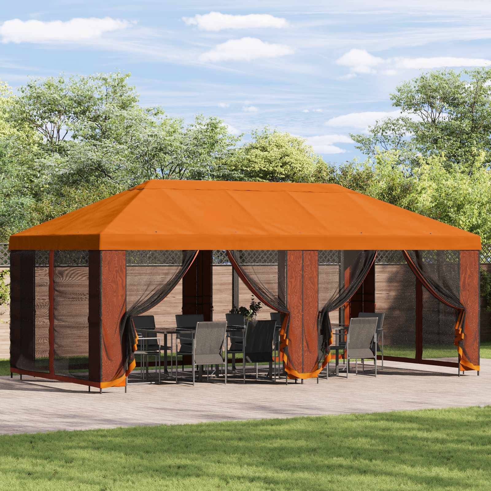 vidaXL Garten Pavillon 6 x 3 m Orange Polyester und Stahl 190