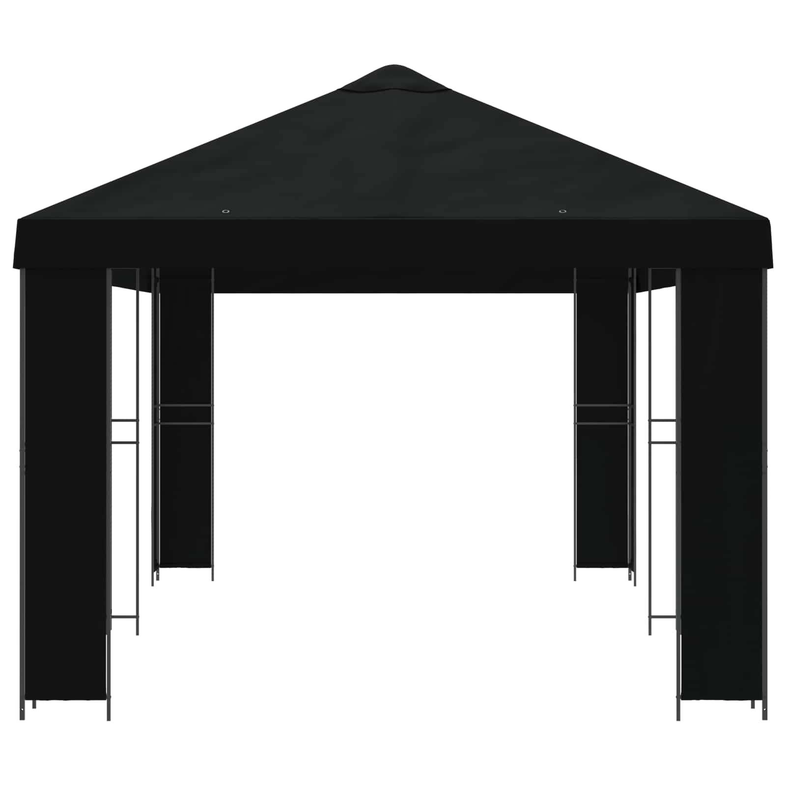 vidaXL Garten Pavillon 6 x 3 m Schwarz Polyester und Stahl 190