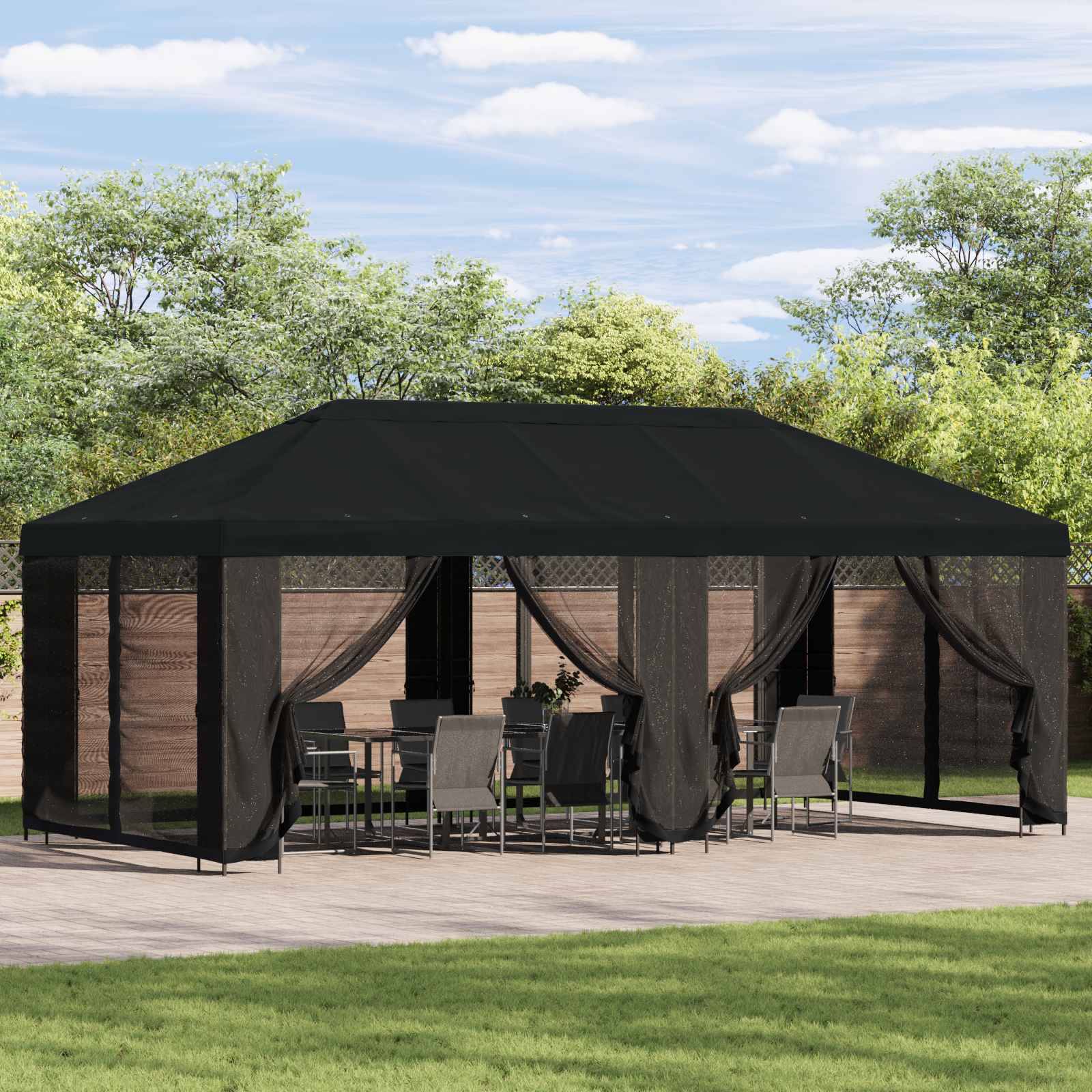 vidaXL Gazebo Abdeckung 6 x 3 m Schwarz Polyester 190