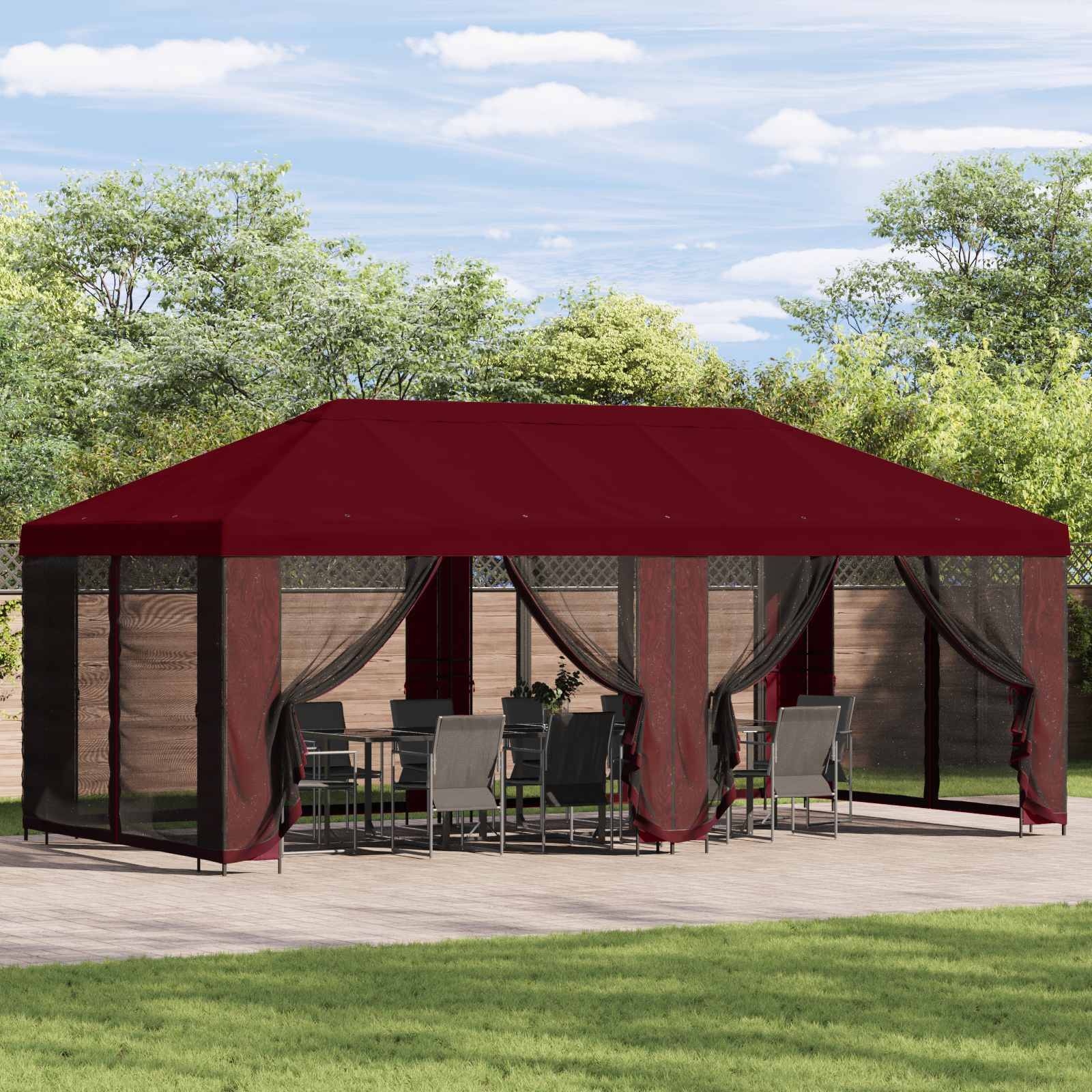 vidaXL Gazebo Abdeckung 6 x 3 m Bordeauxrot Polyester 190
