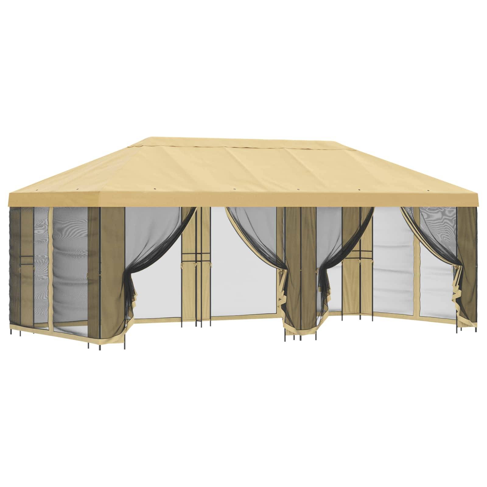 vidaXL Pavillon mit Seitenwänden 6 x 3 m Creme Polyester und Stahl 190