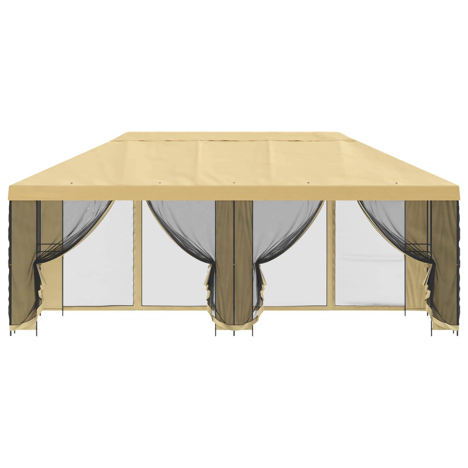 vidaXL Pavillon mit Seitenwänden 6 x 3 m Creme Polyester und Stahl 190