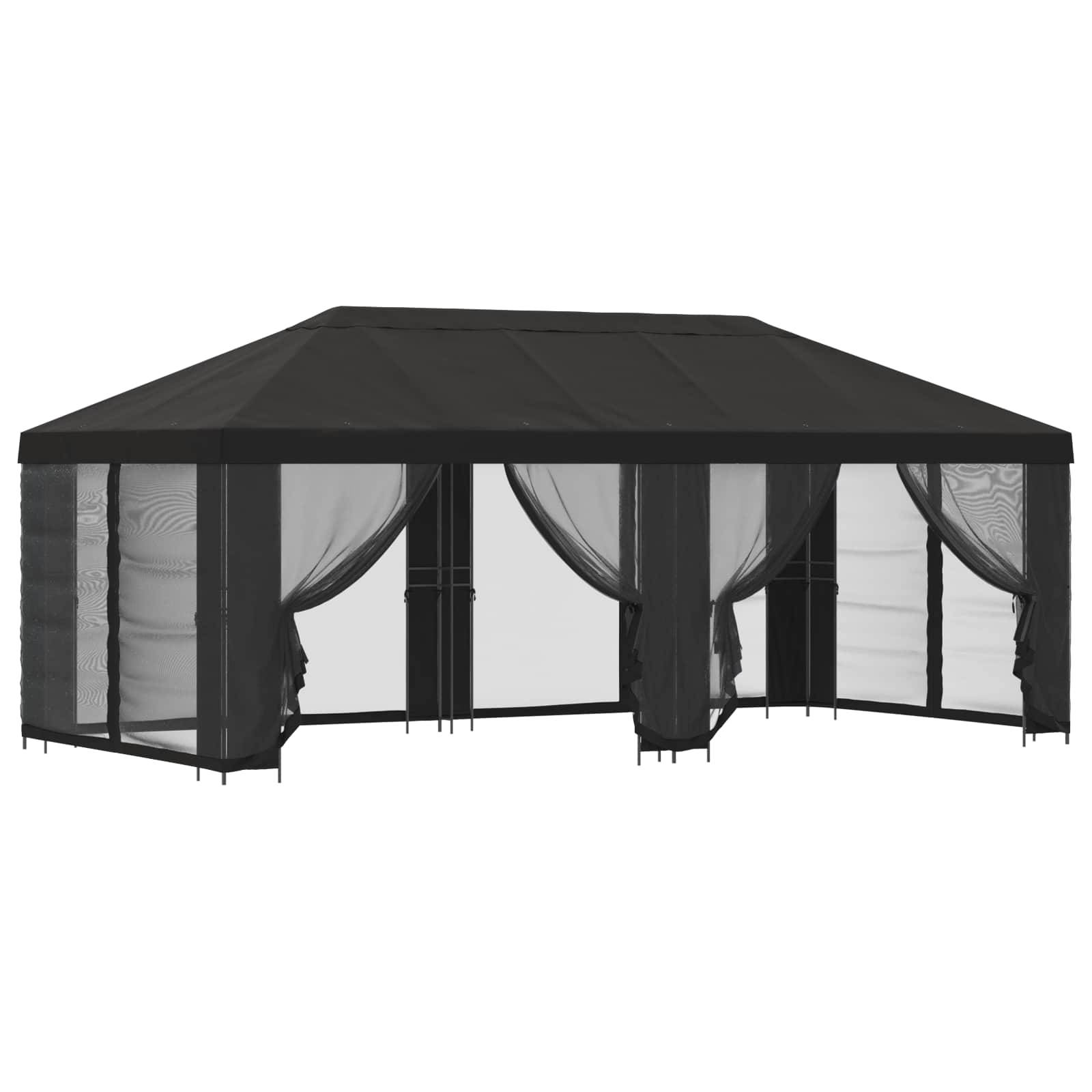 vidaXL Pavillon mit Seitenwänden 6 x 3 m Anthrazit Polyester und Stahl