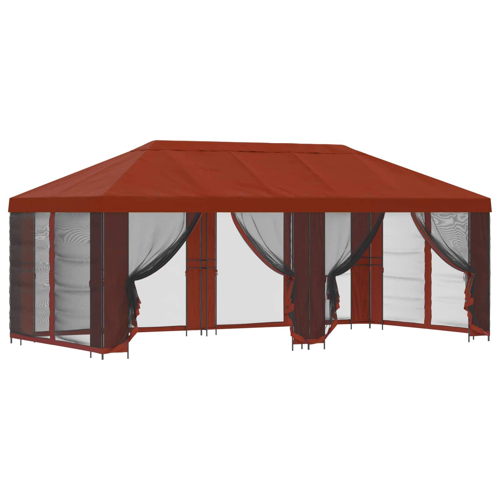 vidaXL Pavillon mit Seitenwänden 6 x 3 m Terrakotta