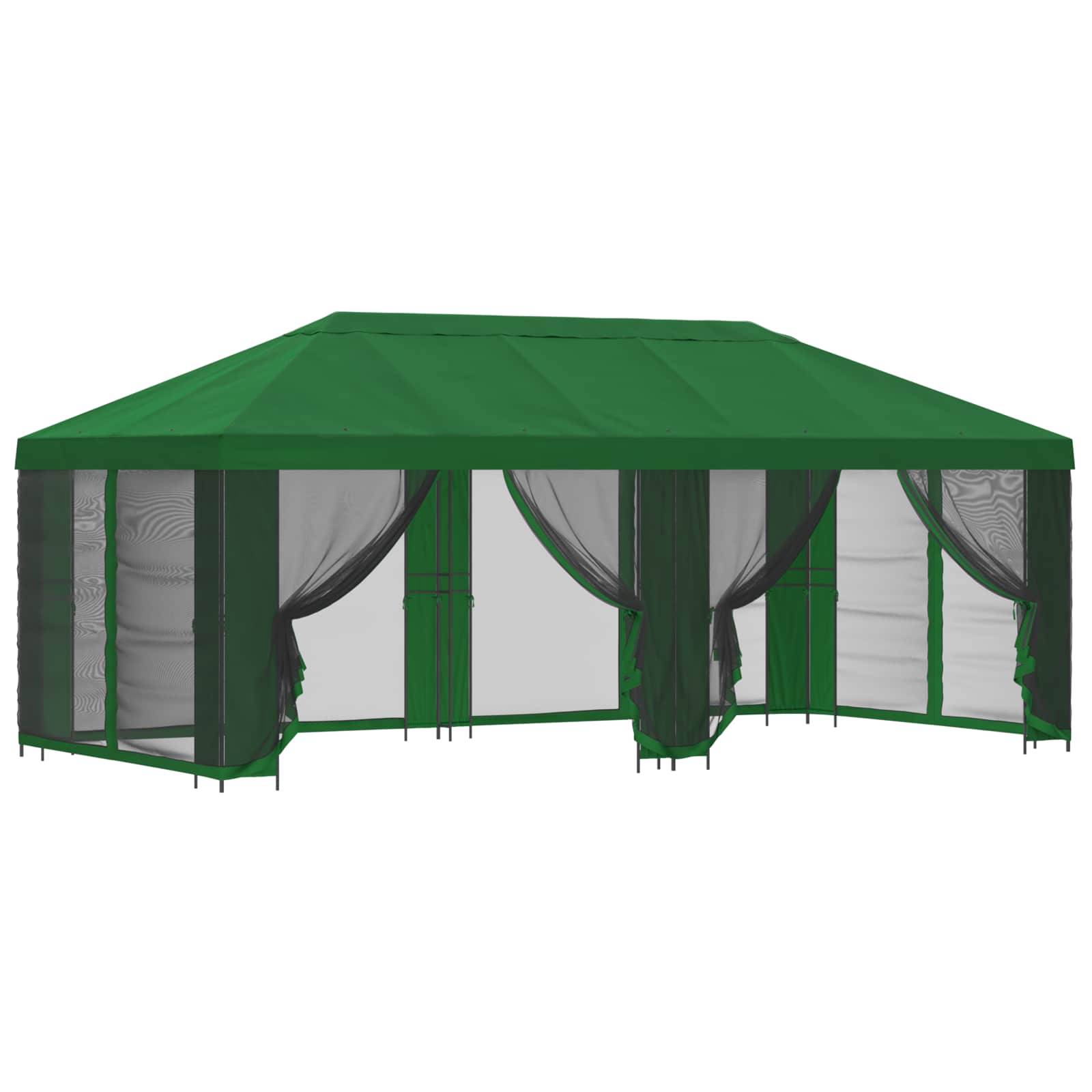 vidaXL Pavillon mit Seitenwänden 6 x 3 m Grün Polyester und Stahl 190