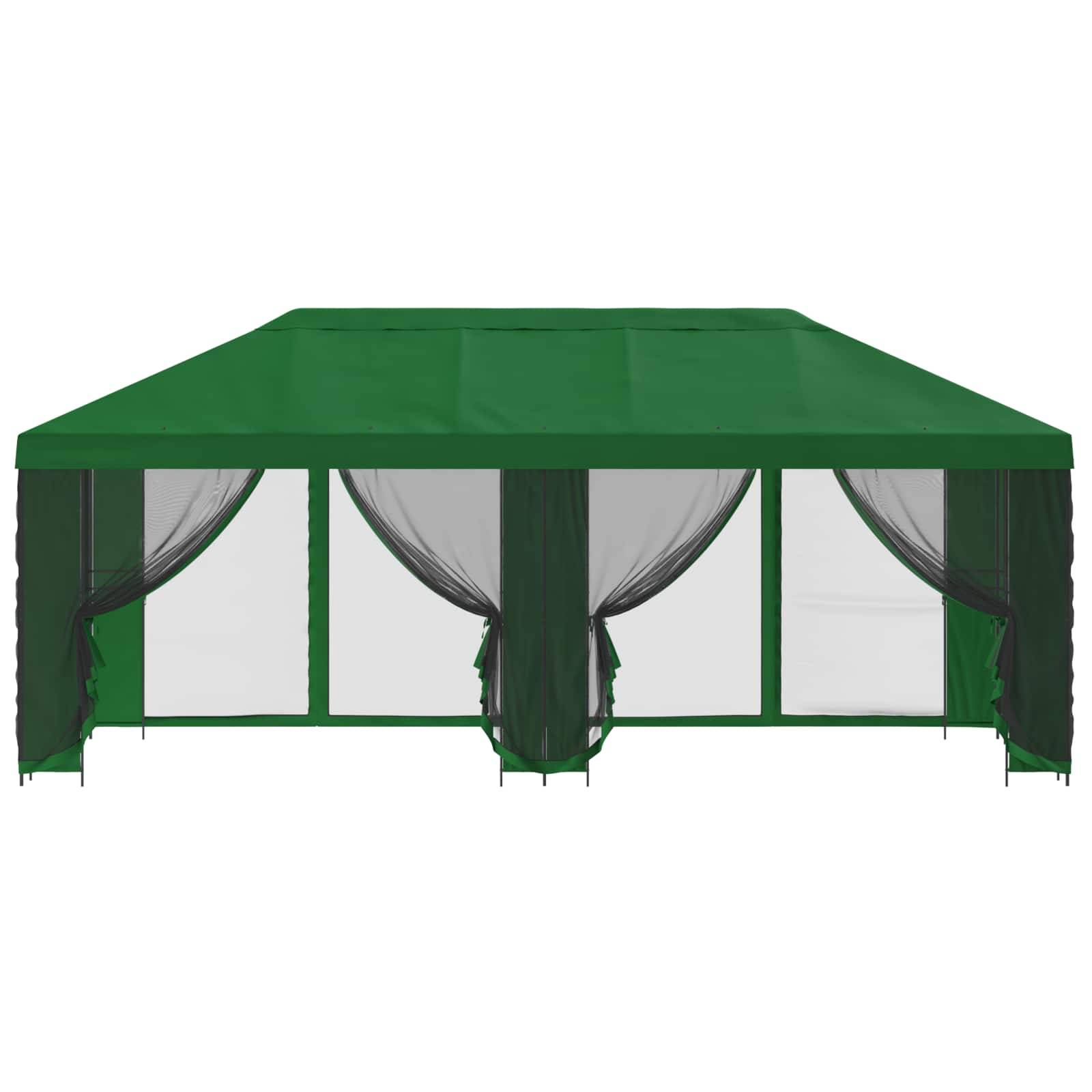 vidaXL Pavillon mit Seitenwänden 6 x 3 m Grün Polyester und Stahl 190