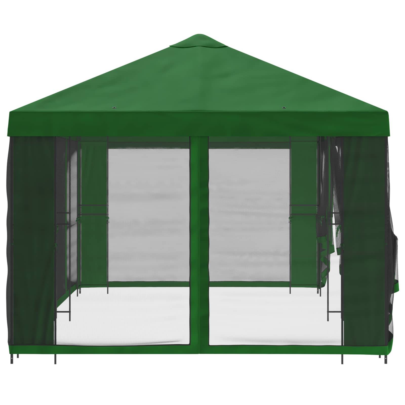 vidaXL Pavillon mit Seitenwänden 6 x 3 m Grün Polyester und Stahl 190