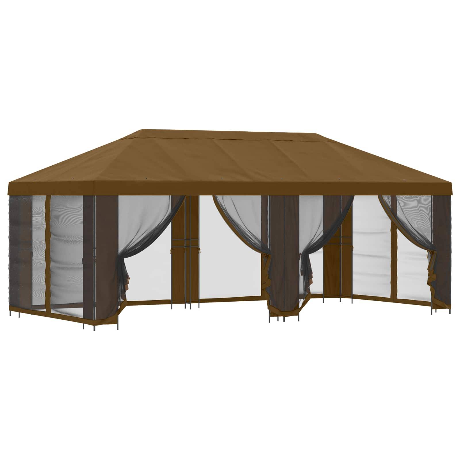 vidaXL Pavillon mit Seitenwänden 6 x 3 m Taupe Polyester und Stahl 190