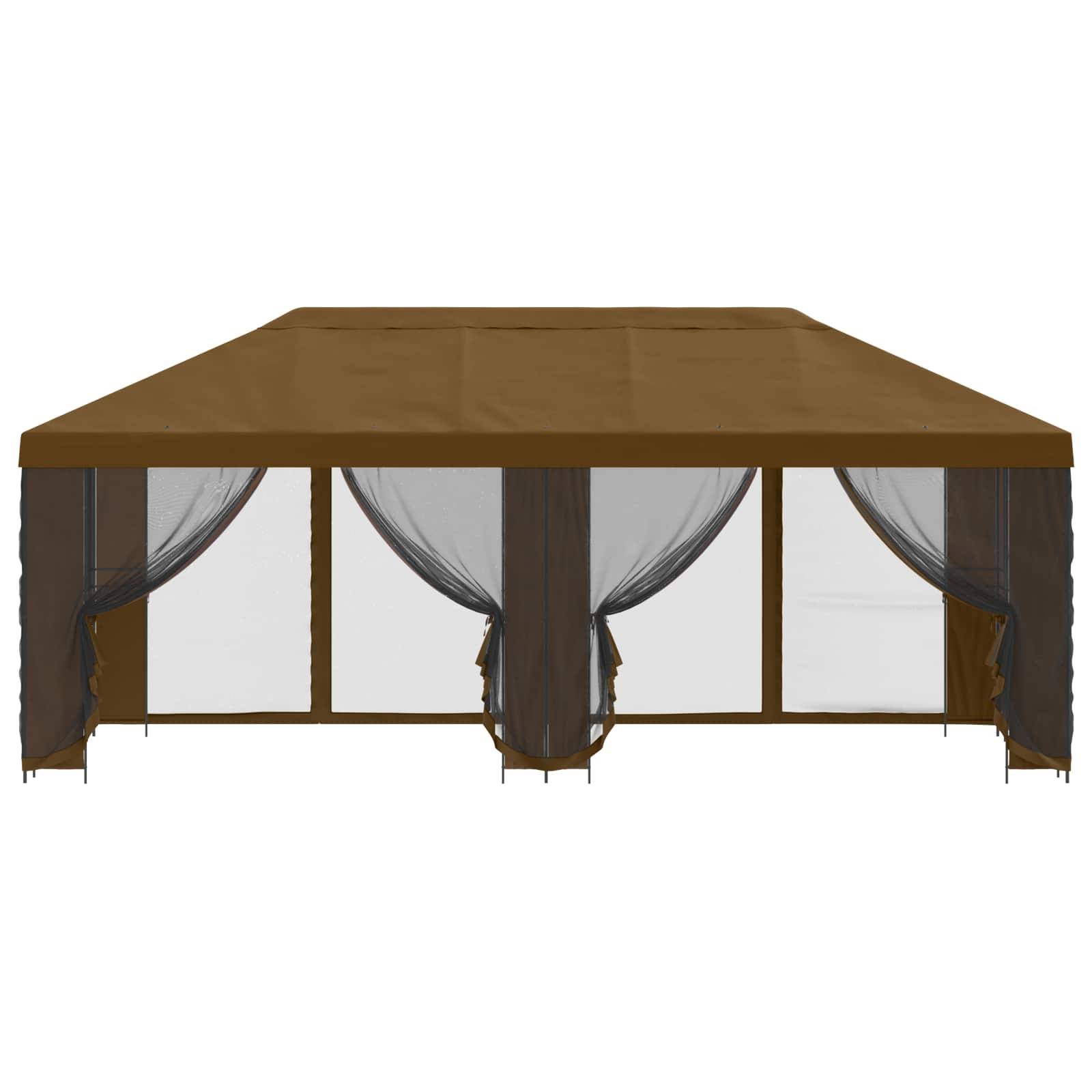 vidaXL Pavillon mit Seitenwänden 6 x 3 m Taupe Polyester und Stahl 190