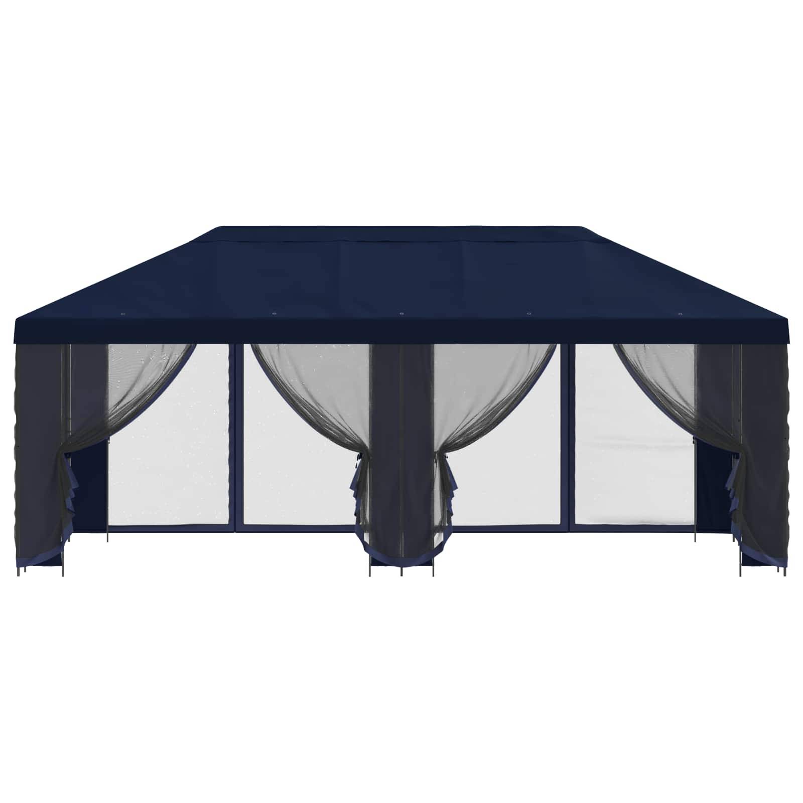 vidaXL Pavillon mit Seitenwänden 6 x 3 m Blau Polyester und Stahl 190