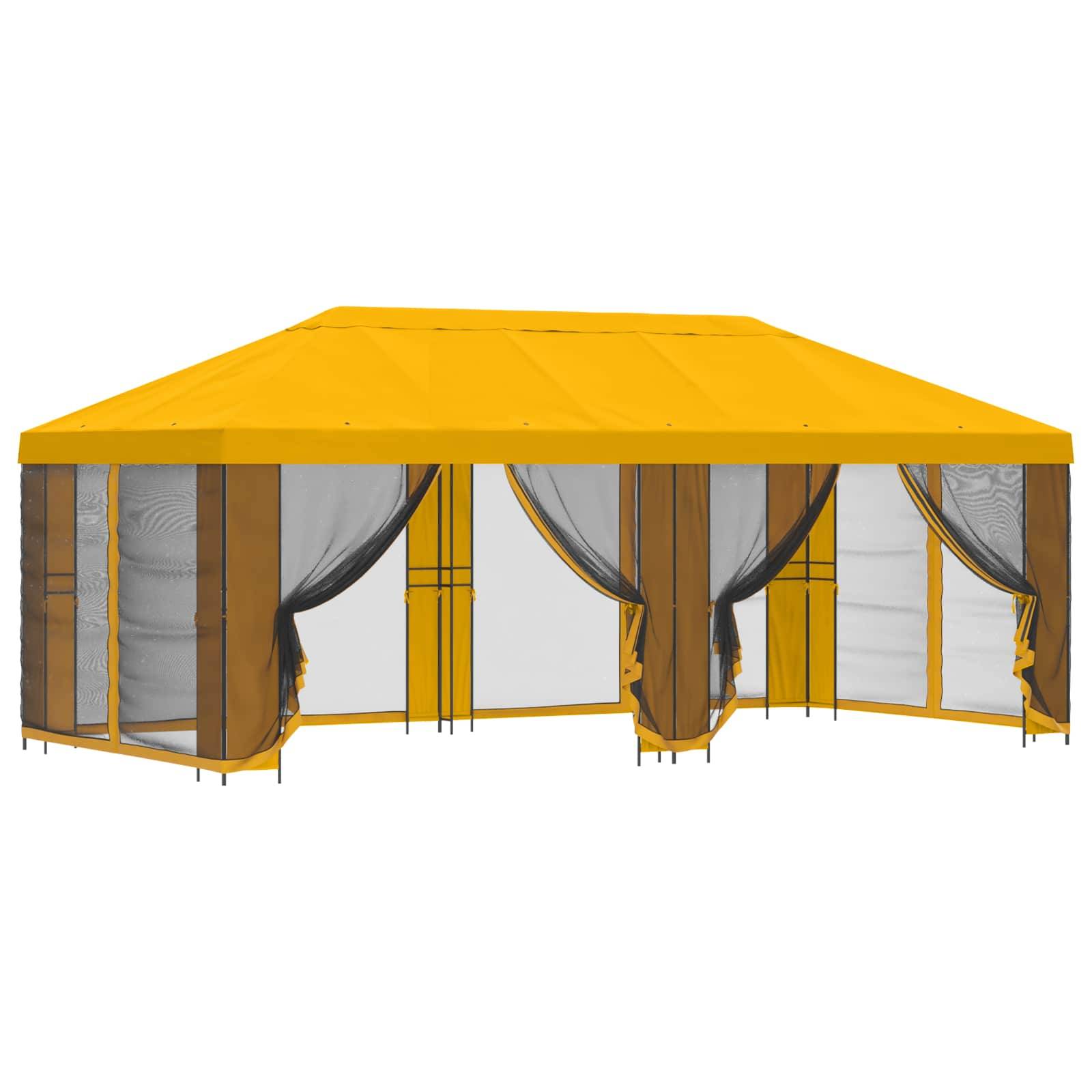 vidaXL Pavillon mit Seitenwänden 6 x 3 m Gelb Polyester und Stahl 190