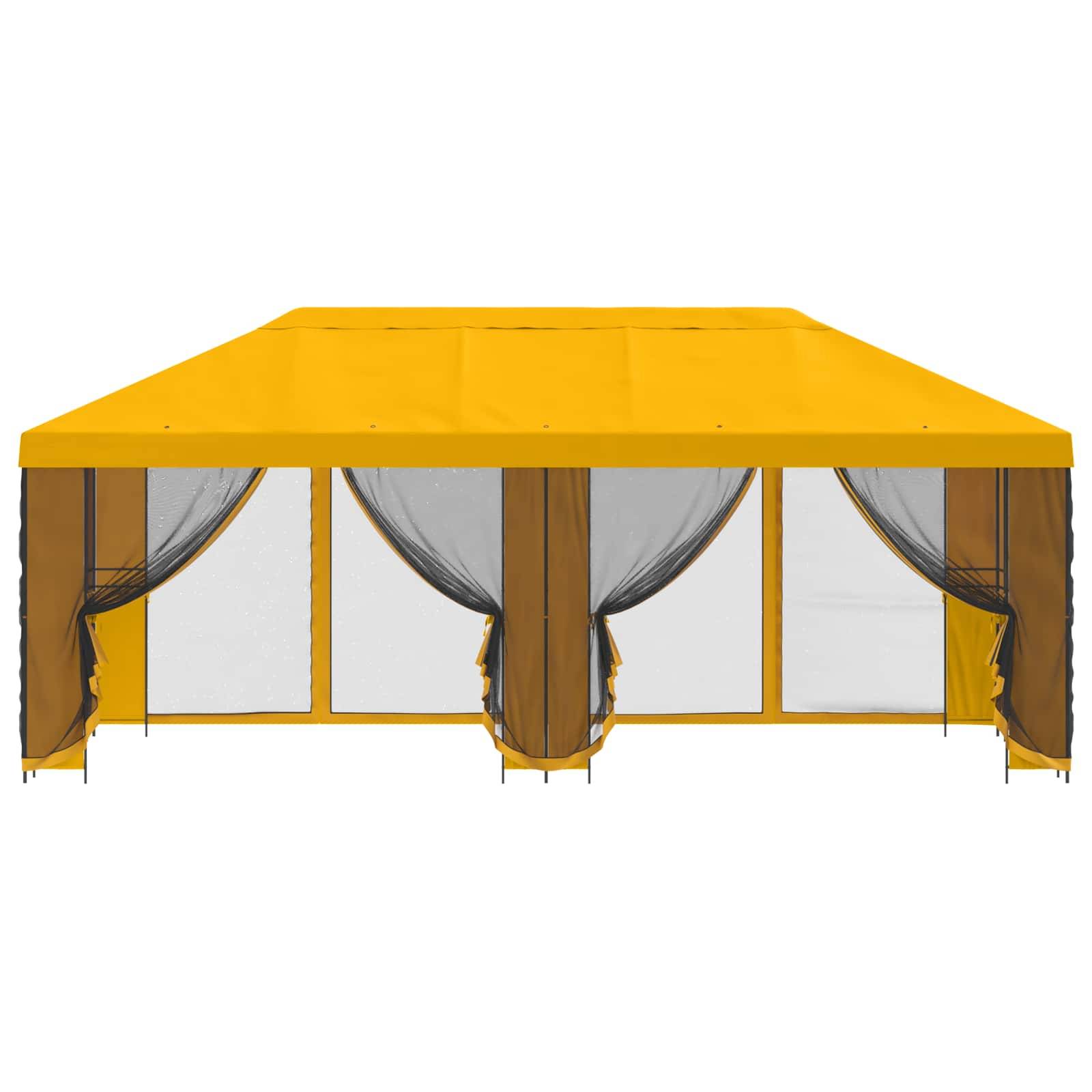 vidaXL Pavillon mit Seitenwänden 6 x 3 m Gelb Polyester und Stahl 190