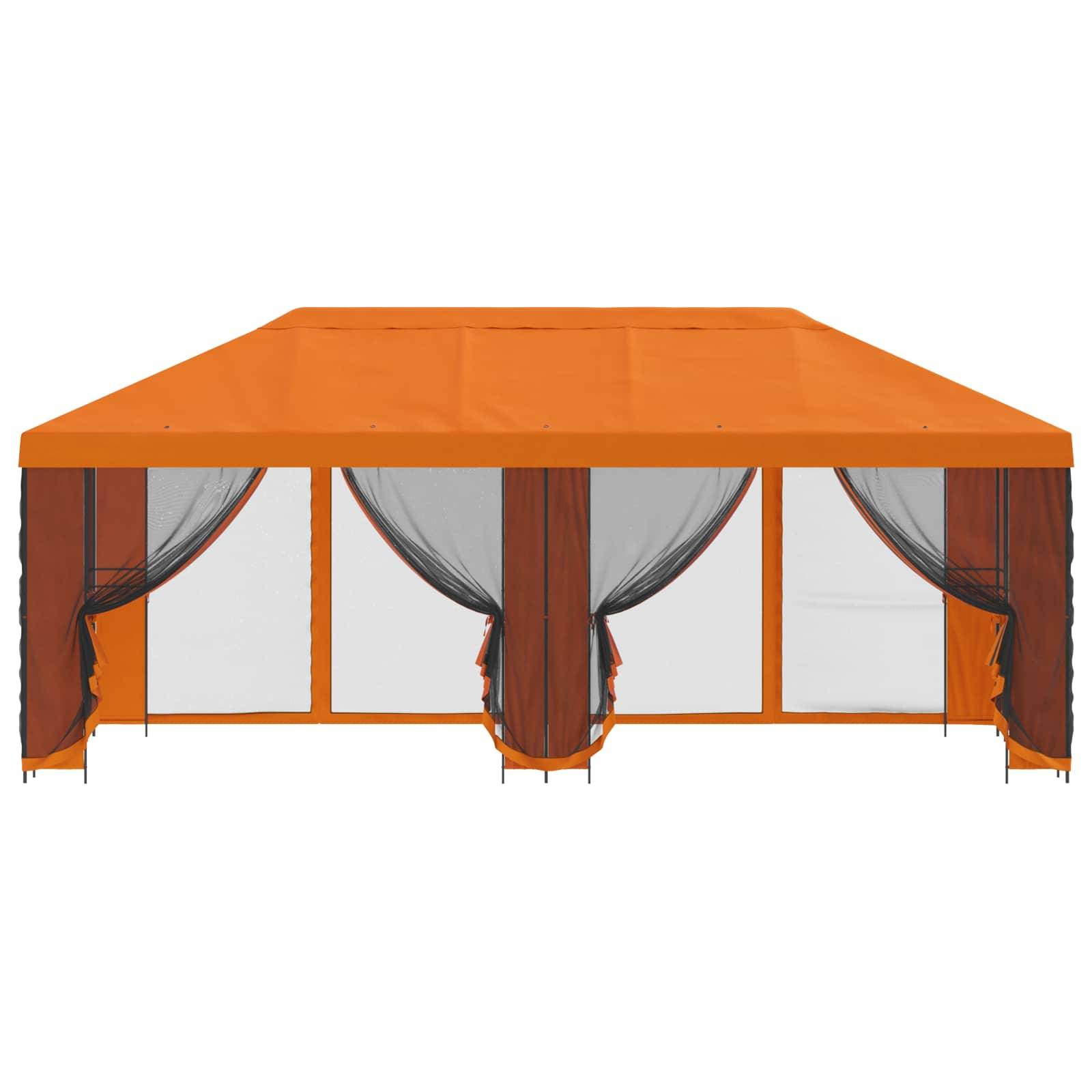 vidaXL Pavillon mit Seitenwänden 6 x 3 m Orange Polyester und Stahl