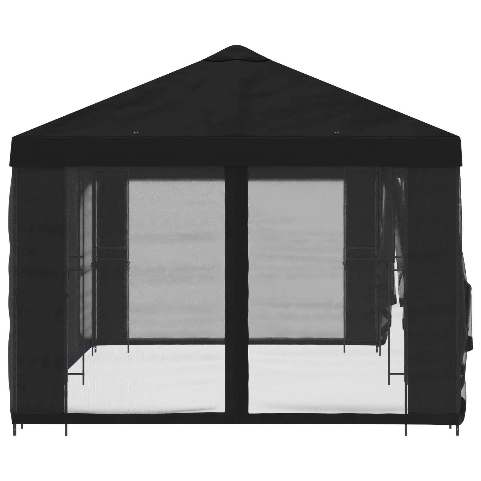 vidaXL Pavillon mit Seitenwänden 6 x 3 m Schwarz Polyester und Stahl