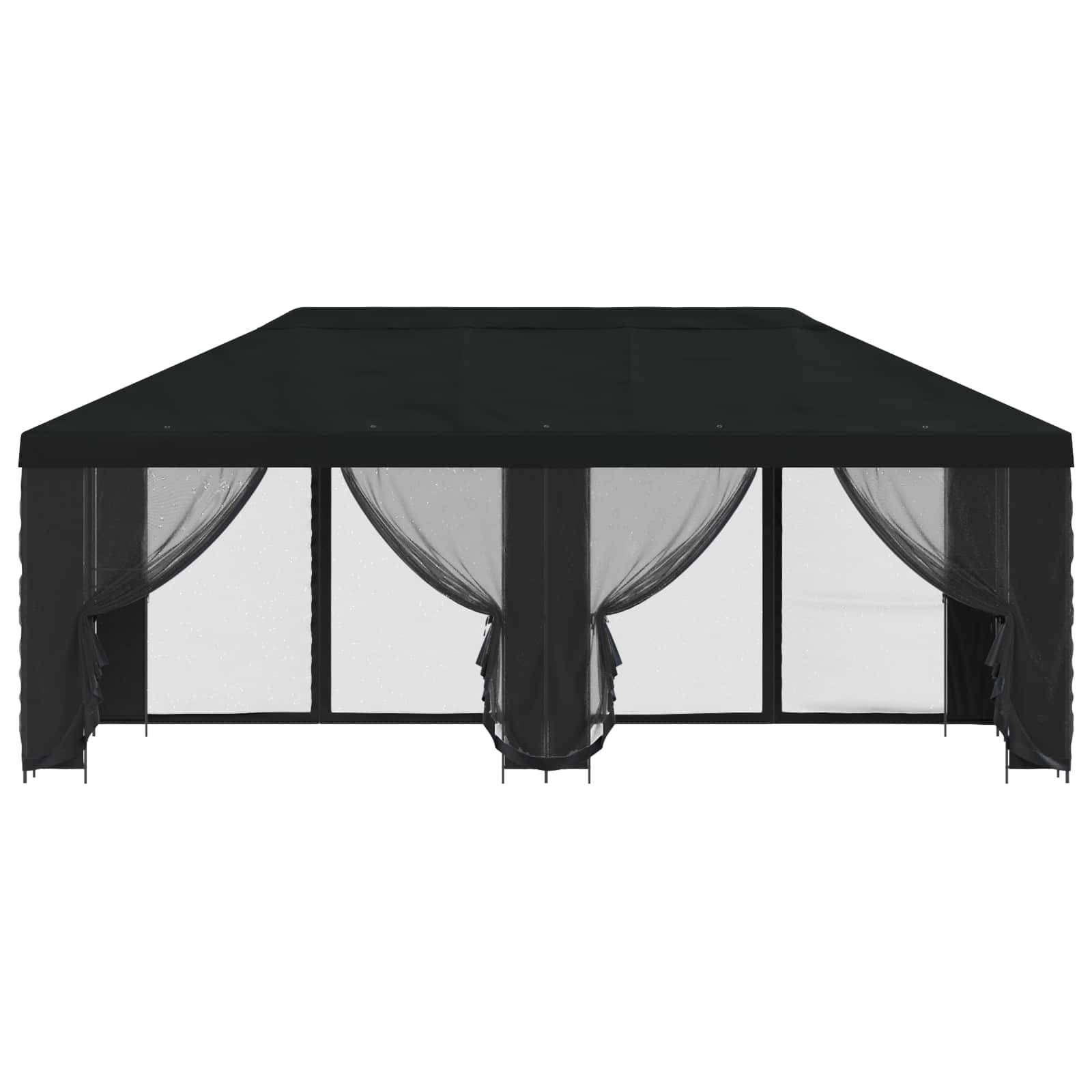 vidaXL Pavillon mit Seitenwänden 6 x 3 m Schwarz Polyester und Stahl
