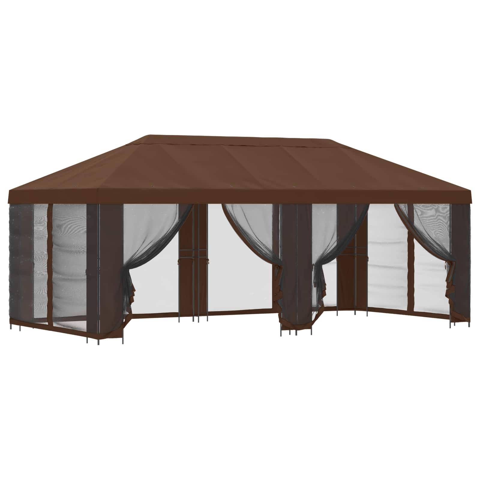 vidaXL Pavillon mit Seitenwänden 6 x 3 m Braun Polyester und Stahl 190