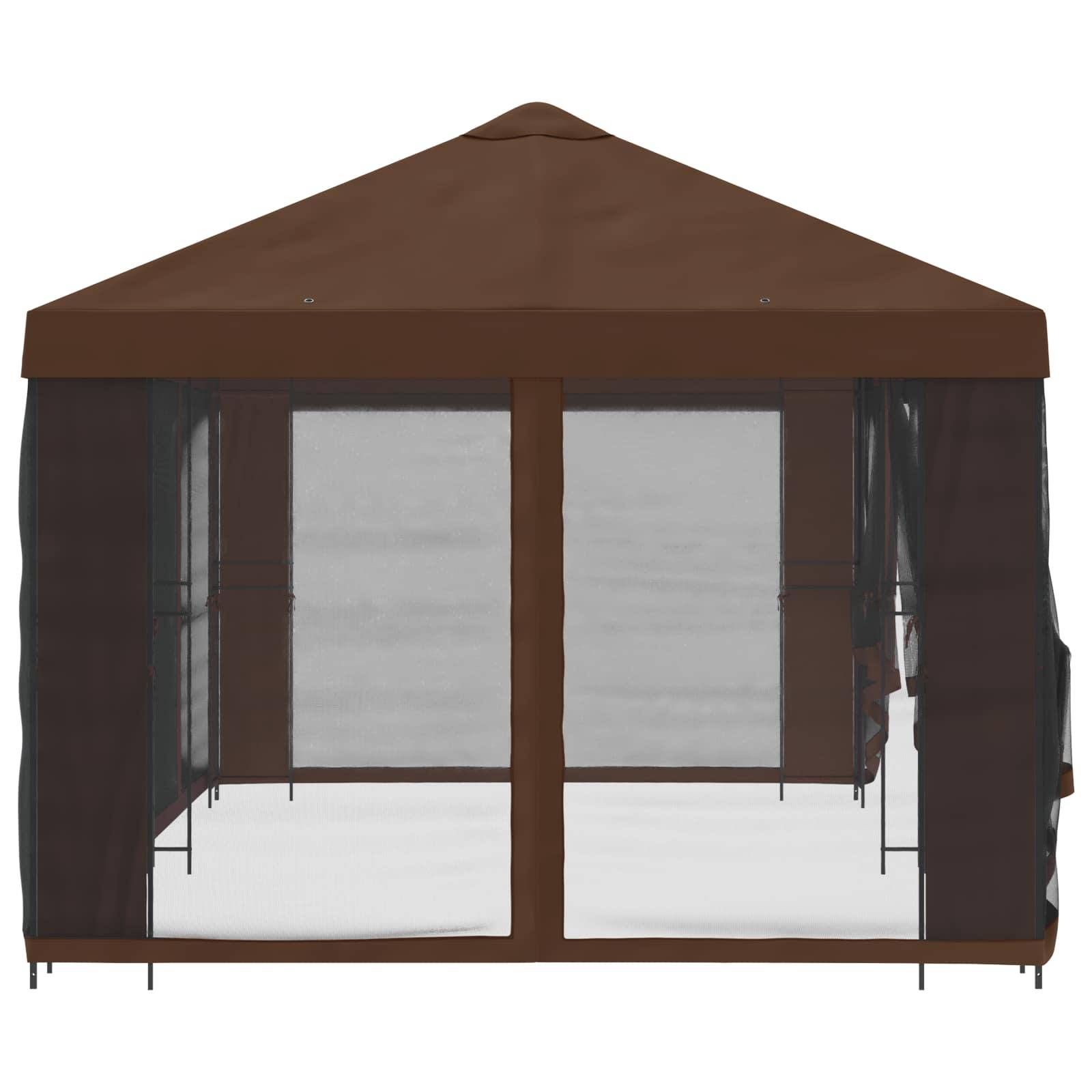 vidaXL Pavillon mit Seitenwänden 6 x 3 m Braun Polyester und Stahl 190