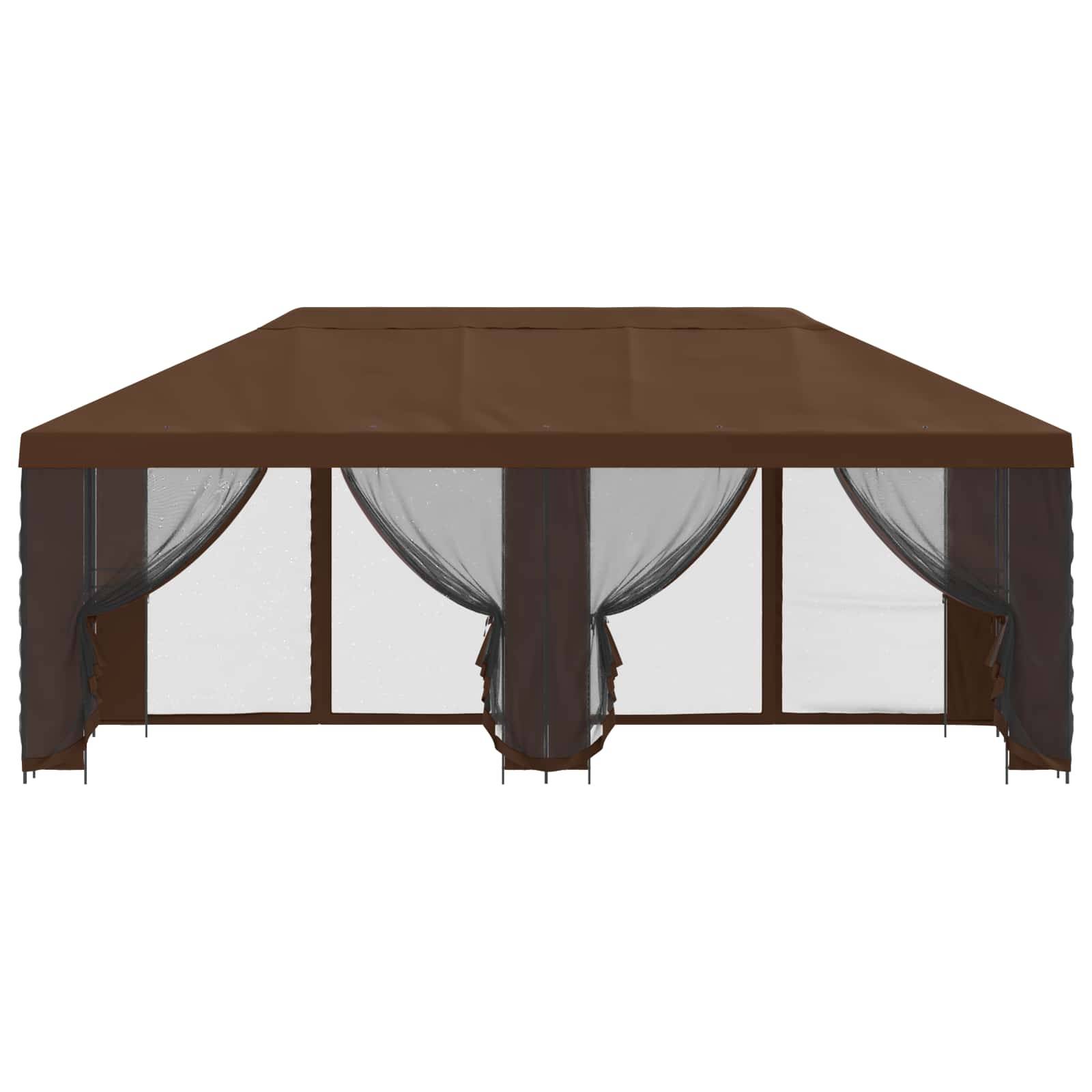 vidaXL Pavillon mit Seitenwänden 6 x 3 m Braun Polyester und Stahl 190