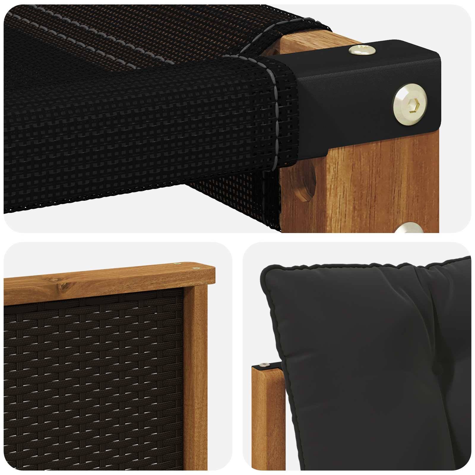 vidaXL Outdoor-Sofagarnitur mit Kissen 3 pcs Natürlich und Schwarz