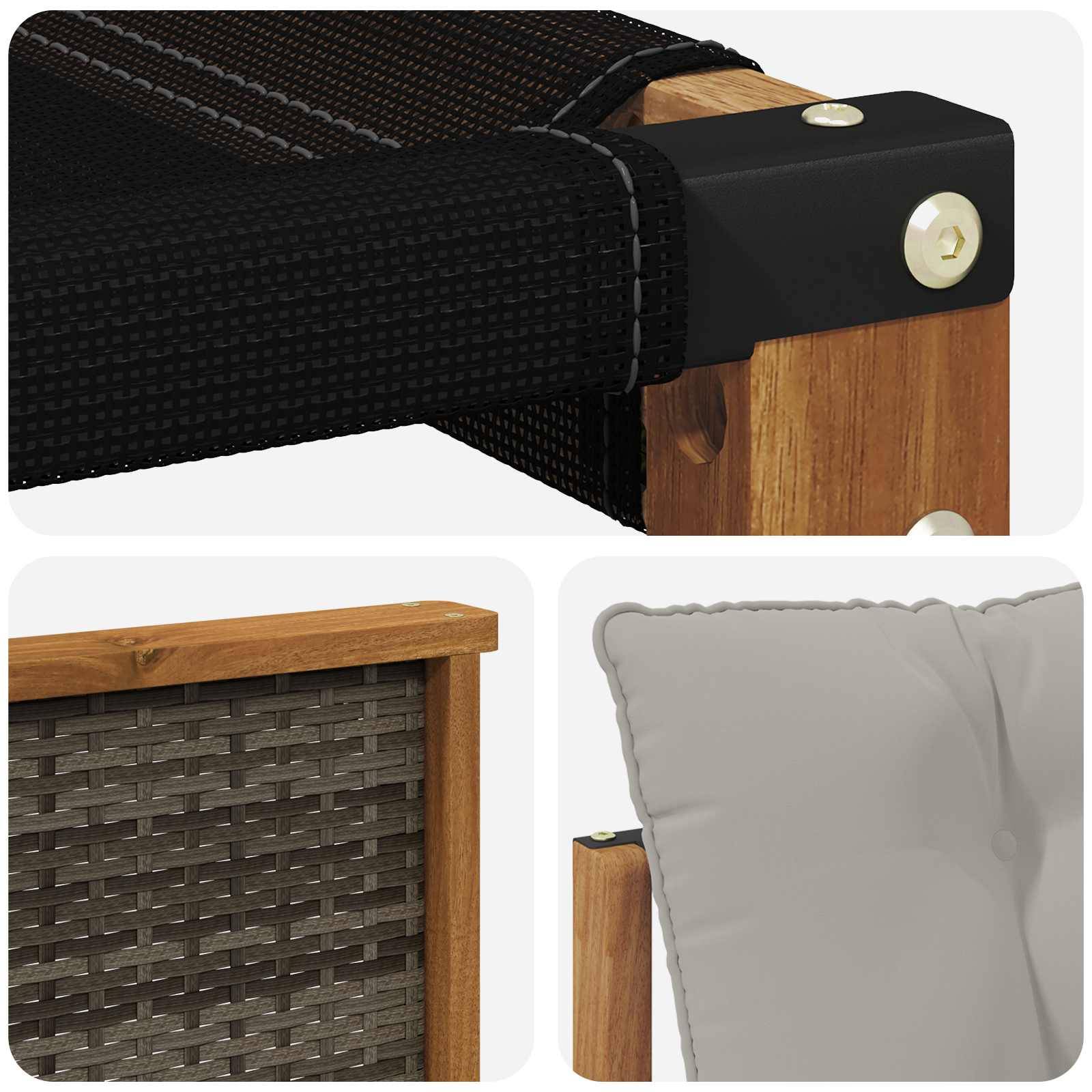 vidaXL Outdoor-Sofagarnitur mit Kissen 3 pcs Natürlich und Hellgrau