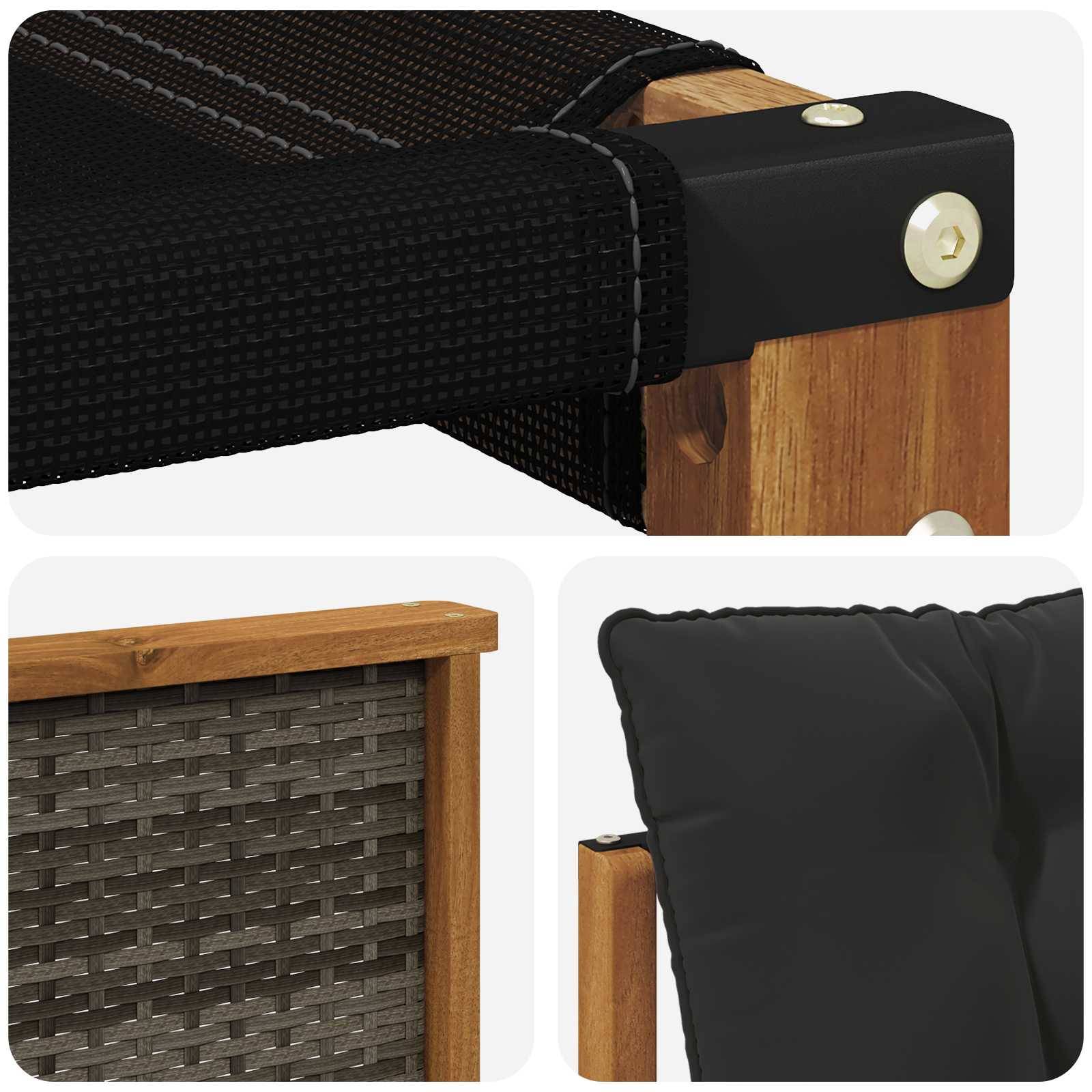 vidaXL Outdoor-Sofagarnitur mit Kissen 3 pcs Natürlich und Schwarz